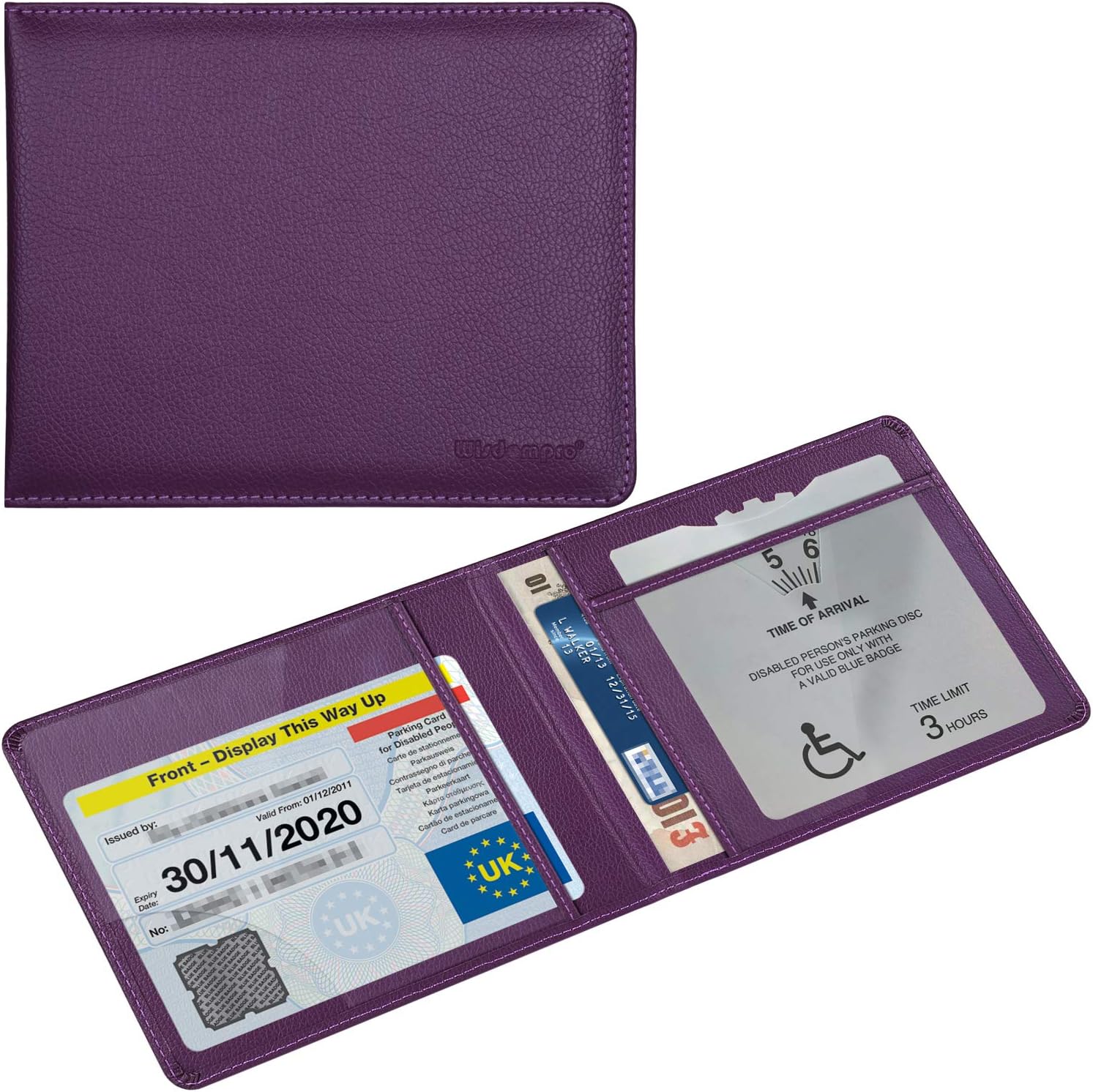 Wisdompro PU Leather Disabled Blue Badge and Timer Holder, Blue Badge Holder