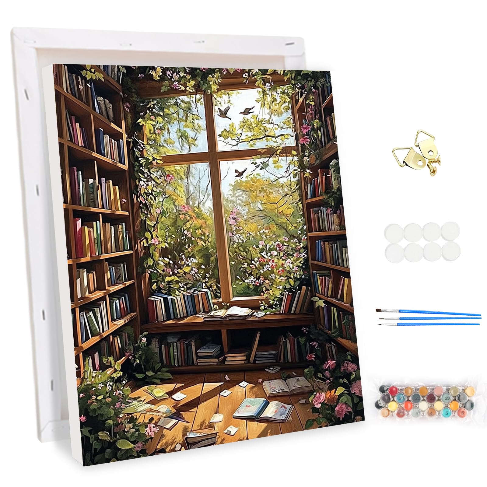 MEIYUDA Pintar por Numeros Adultos con Marco Paisaje, Cuadros por Numeros Pigmento Acrílico, DIY Pintura por Numeros Kit Manualidades Adultos, Decoración para el Hogar Regalo de pared 30x40cm