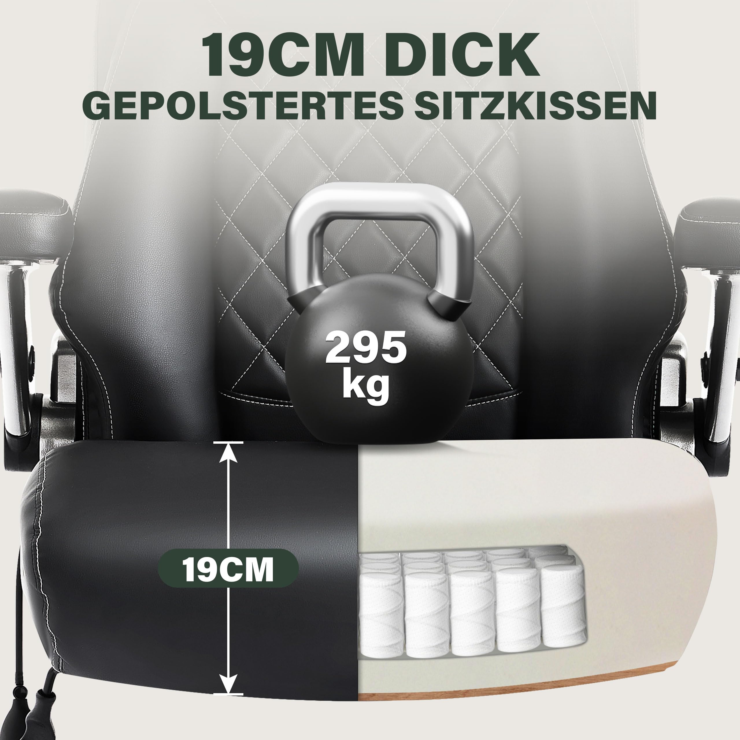 Bosmiller Chefsessel Bürostuhl 250kg Belastbarkeit Ergonomischer Bürostuhl Schreibtischstuhl mit Verstellbare Armlehnen