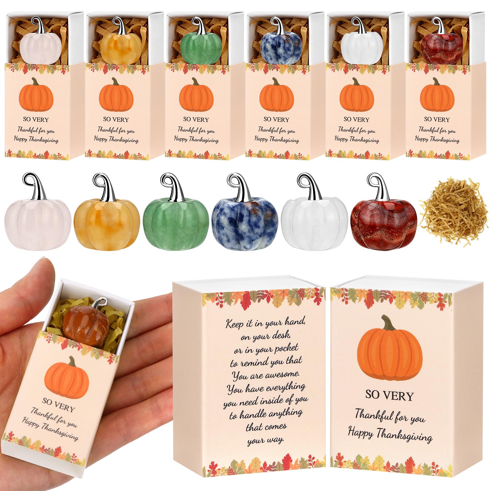 6 Set Halloween Gifts Crystal Pumpkin Ornaments Autumn Thank You Gifts