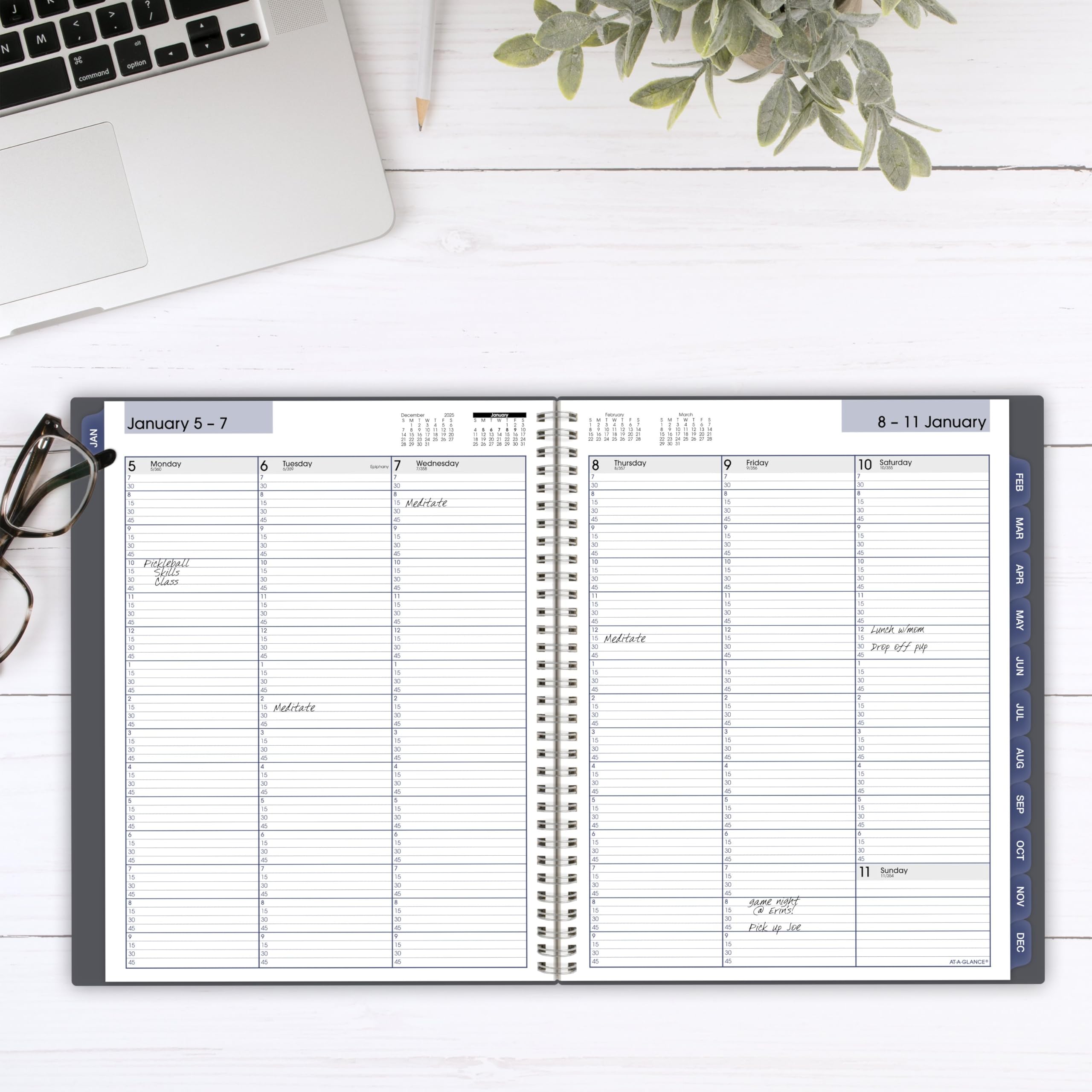 AT-A-GLANCE Agenda settimanale e mensile per appuntamenti 2026, 21,6 x 27,9 cm, grande, quarto d'ora, DayMinder, grigio (GC5200726)