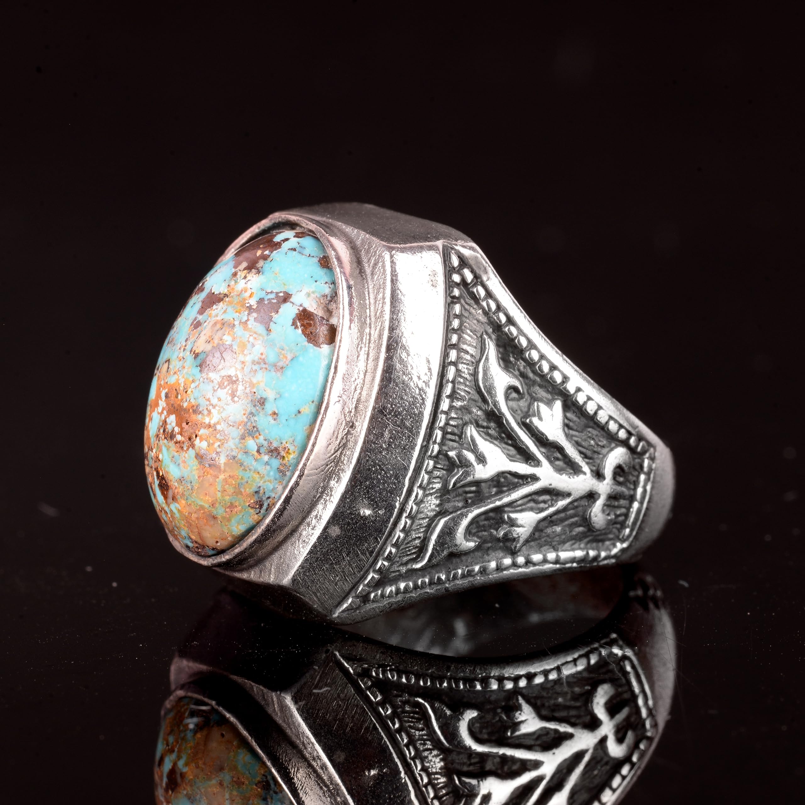 Anillo de plata de ley 925 para hombre, piedra preciosa turquesa natural, hecho a mano