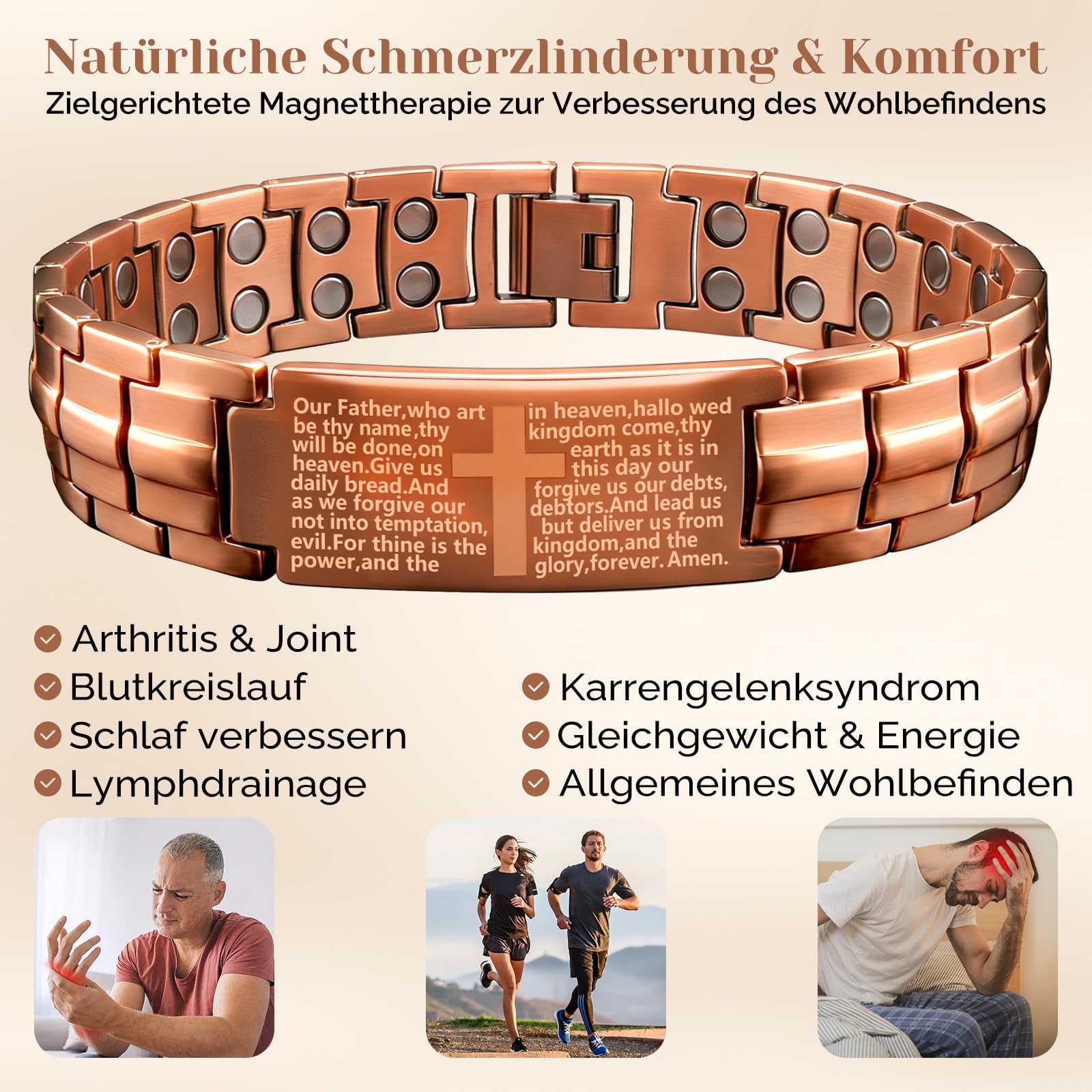 Energetix Bracelet magnétique pour femme avec fermeture en acier inoxydable (3500 gauss) (1)