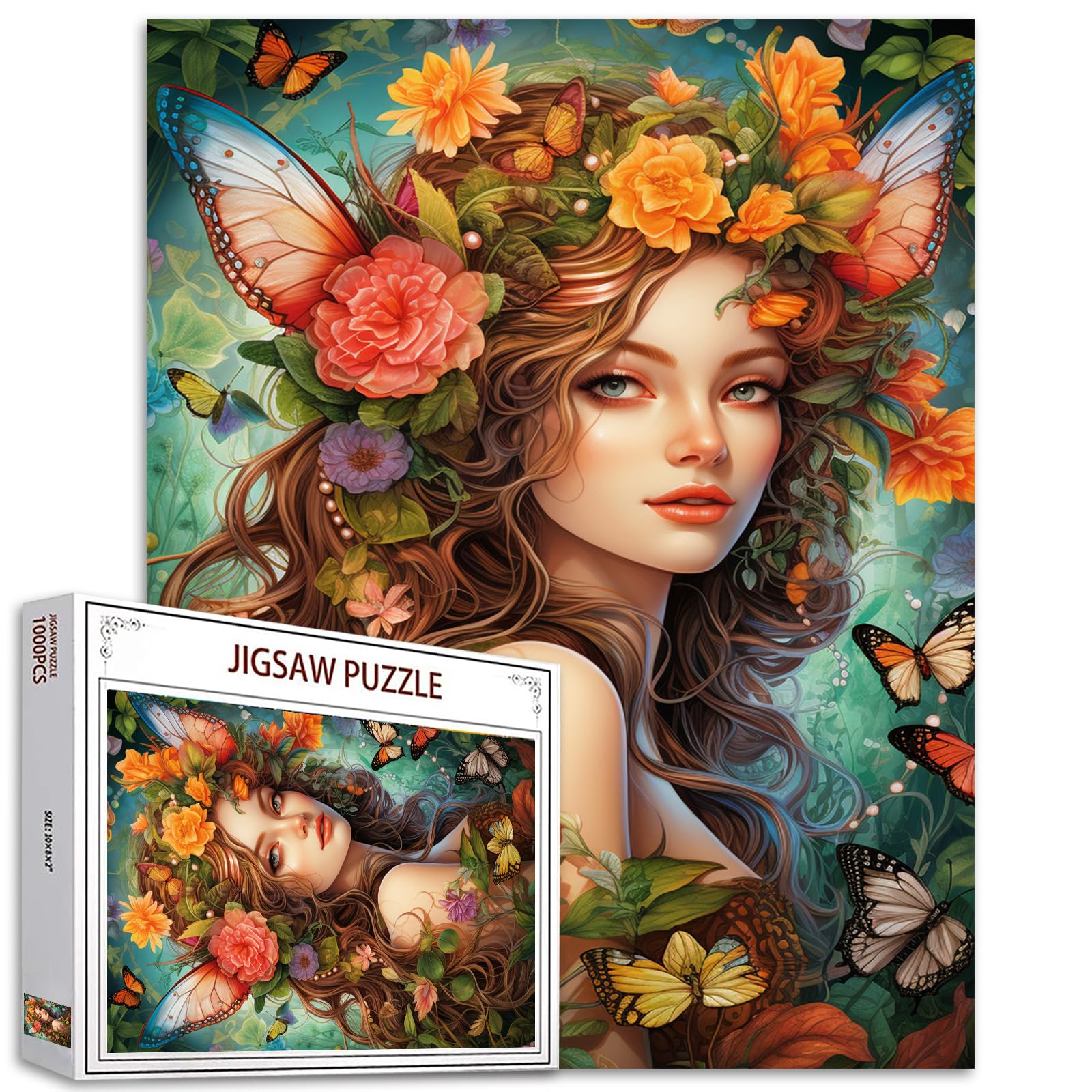 Tucocoo Watercolor Girl Jigsaw Puzzles for Adults 1000 Pieces, Koi Fish Blue Ocean Abstract Art Jigsaw Puzzle Colorful DIY Handwork Puzzles for Home Decoration, Family Puzzle Perfect for Game Nights — view 16