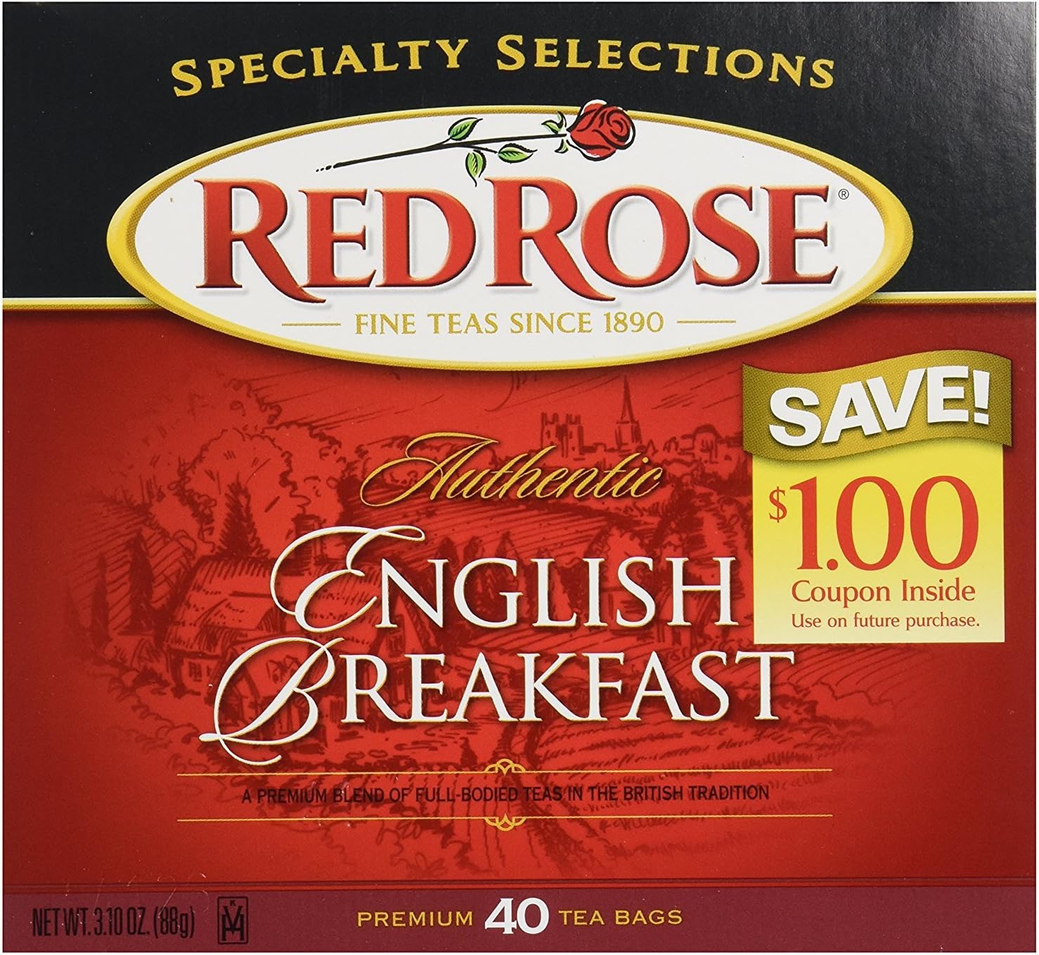 Red Rose English Breakfast Tea, 40 ct
