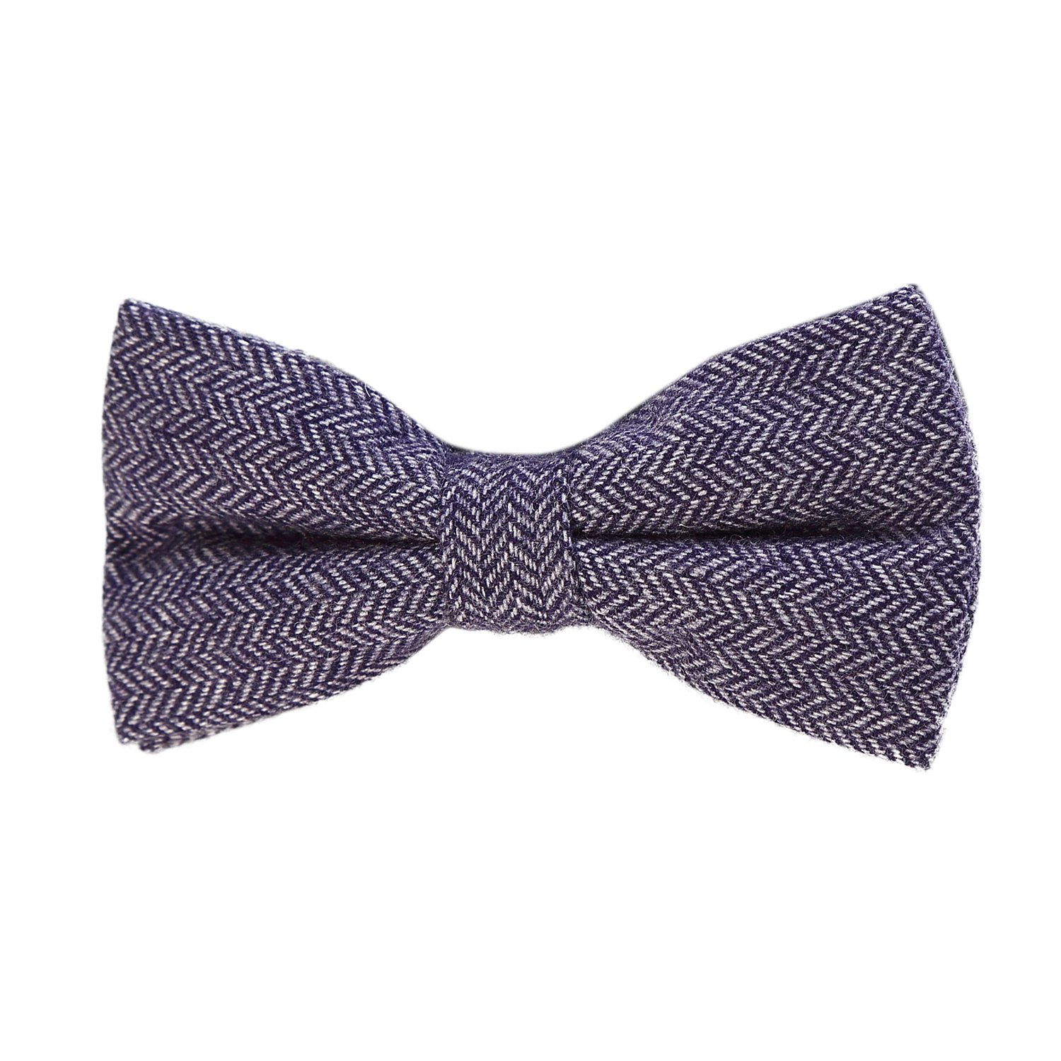 Dondon Men's Blue Herringbone ’S Checkered Plaid Tweed Look Bow Tie 4.72 X 2.36-12 X 6 Cm Already Tied And Completely Adjustable - Pattern