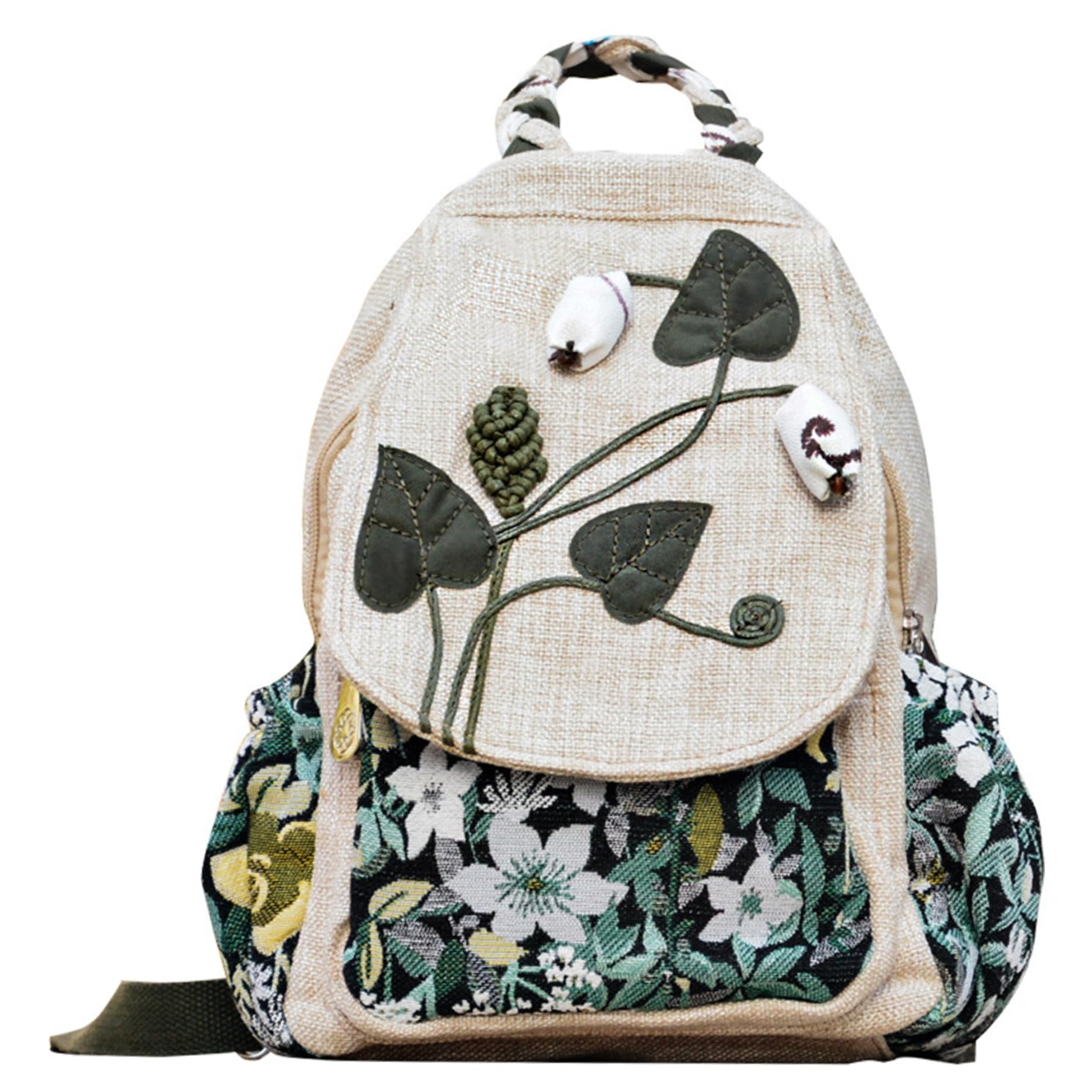 Mochila de lona NIDONE estilo boho de flores con bolsillos múltiples para mujer 7