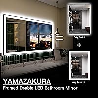 Vista 24 de 88x38 Large Light Bathroom Mirror - Backlit and Front Lighted LED Wall-Mounted Vanity Mirror Modern Rectangle Black Mirror, Dimmable, Anti-Fog