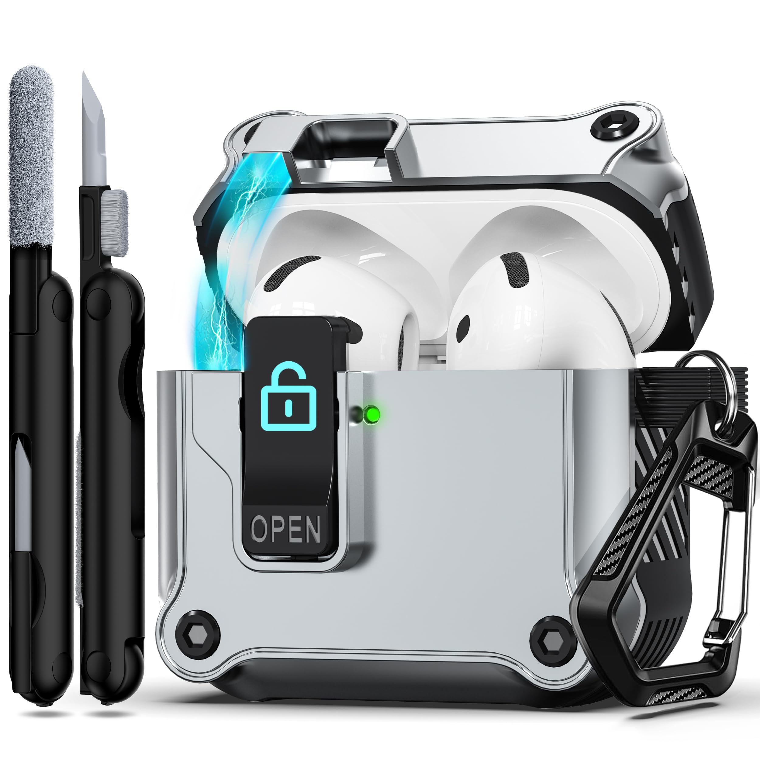 RFUNGUANGO Compatible with Airpods 2nd /1st Case,Automatic Pop-up with Safety Lock Clip, Full Body Shockproof Hard Case with Keychain Compatible with AirPods case,starry sky — view 64