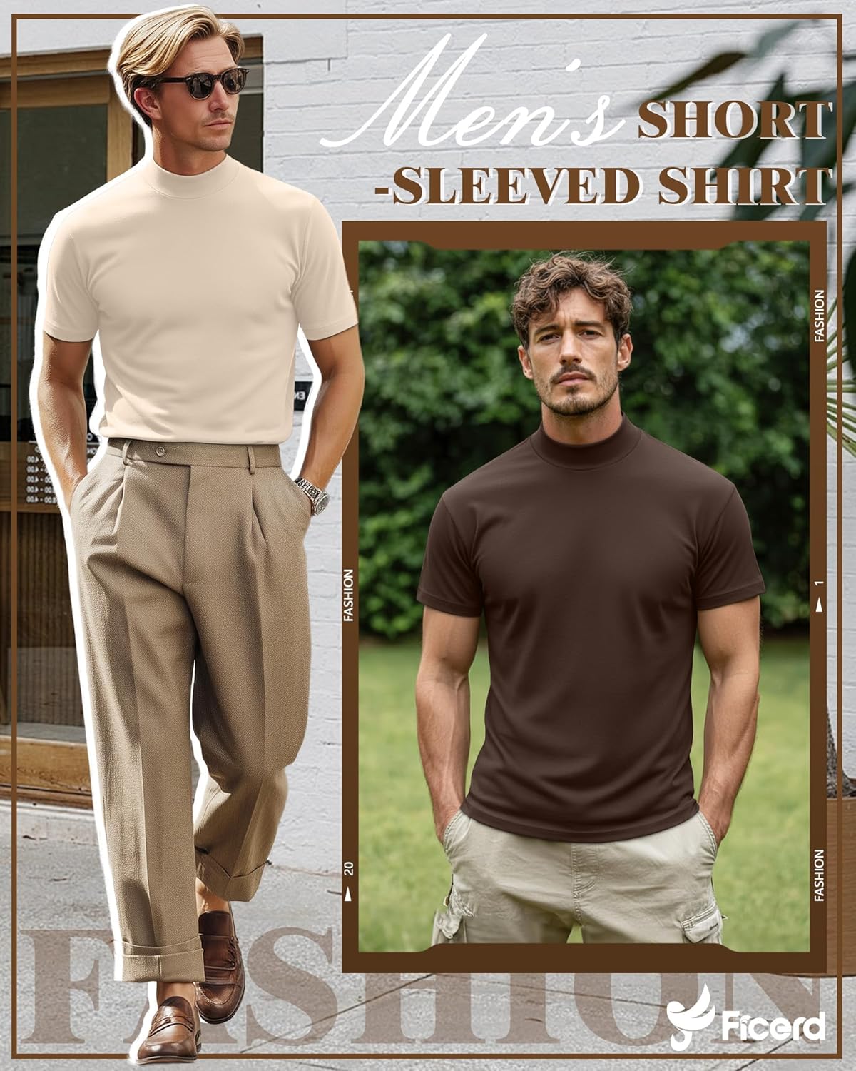 Ficerd 3 Pack Men's Turtle Neck Shirts, Short Sleeve Mock Turtleneck T Shirts Knitted Slim Fit Basic Undershirt Tops, Medium - Image 3
