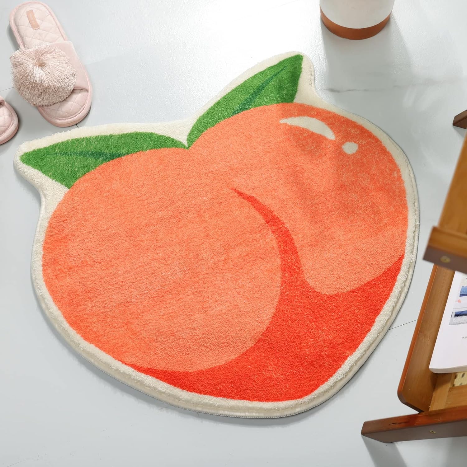 FROZZUR Fruit Peach Bathroom Rug, Peachy Clean Bedroom