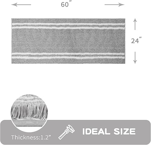 Miniatura 2 de PURRUGS Alfombra de baño antideslizante de 24 x 60 pulgadas, súper absorbente y de secado rápido, alfombra de baño de microfibra lanuda lavable a