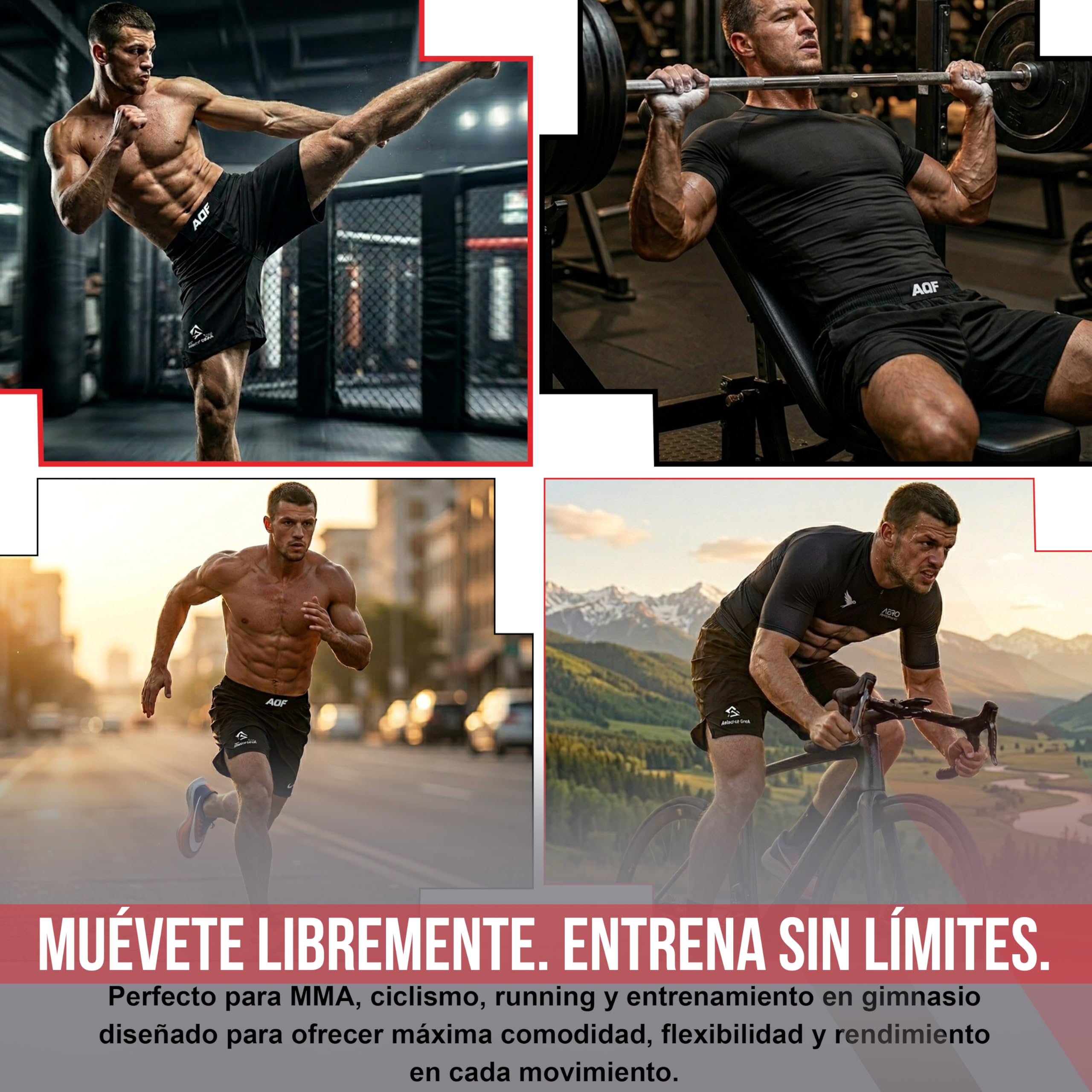AQF Pantalones Hombre, Boxeo Entrenamiento Pantalon, Shorts Deportivos, Boxeo MMA Pantalon Corto, Kick Boxing Shorts Elásticos De Entrenamiento para UFC, Combates, Muay Thai, Lucha Jaula Cortos