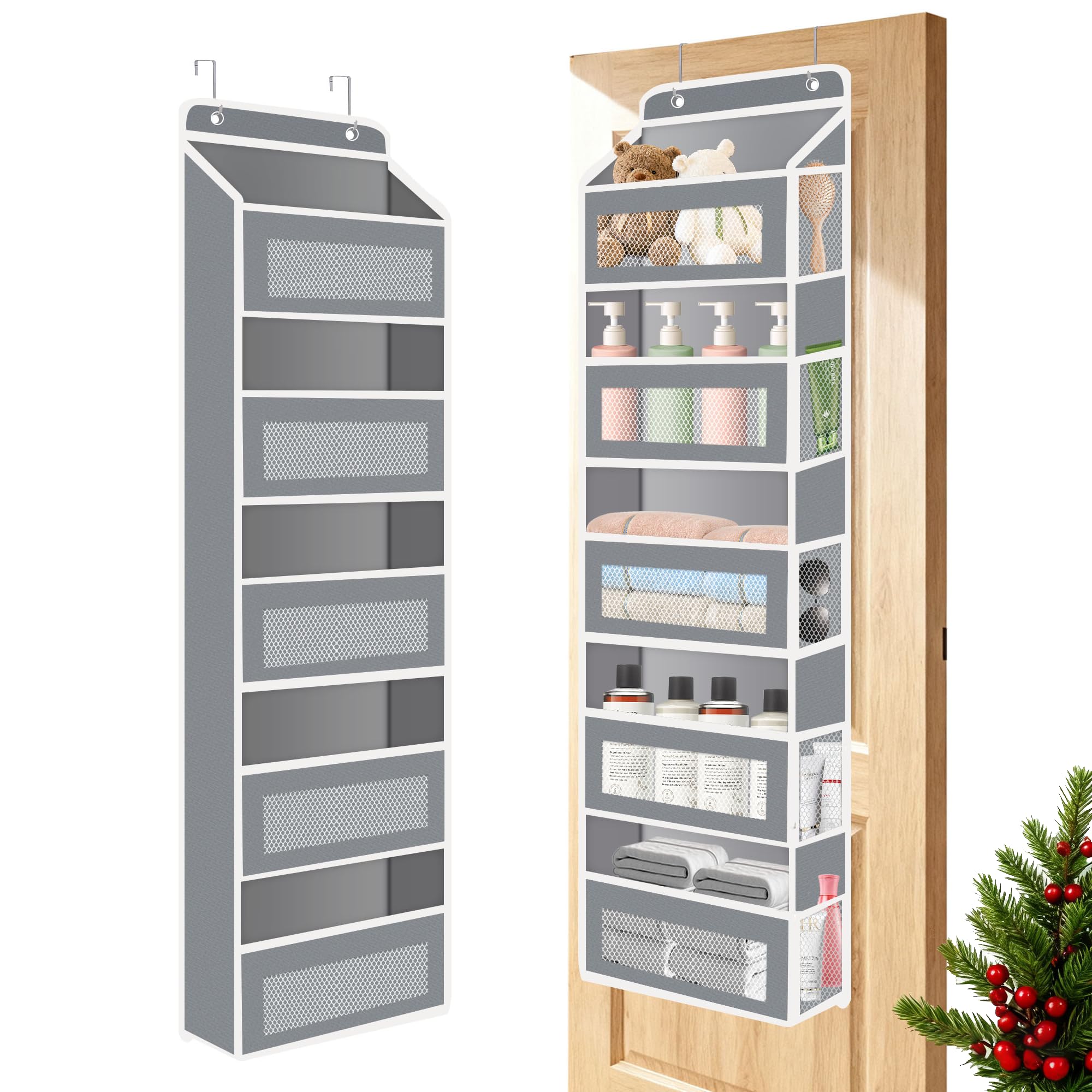 Over The Door Organizer Storage, 5 Shelves Swing-Proof Behind Door Organizer Hanging Hanging Storage With 5 Mesh Pockets Kitchen Storages & Organisation, Baby Nursery Bedroom, Behind Organiser 1pack
