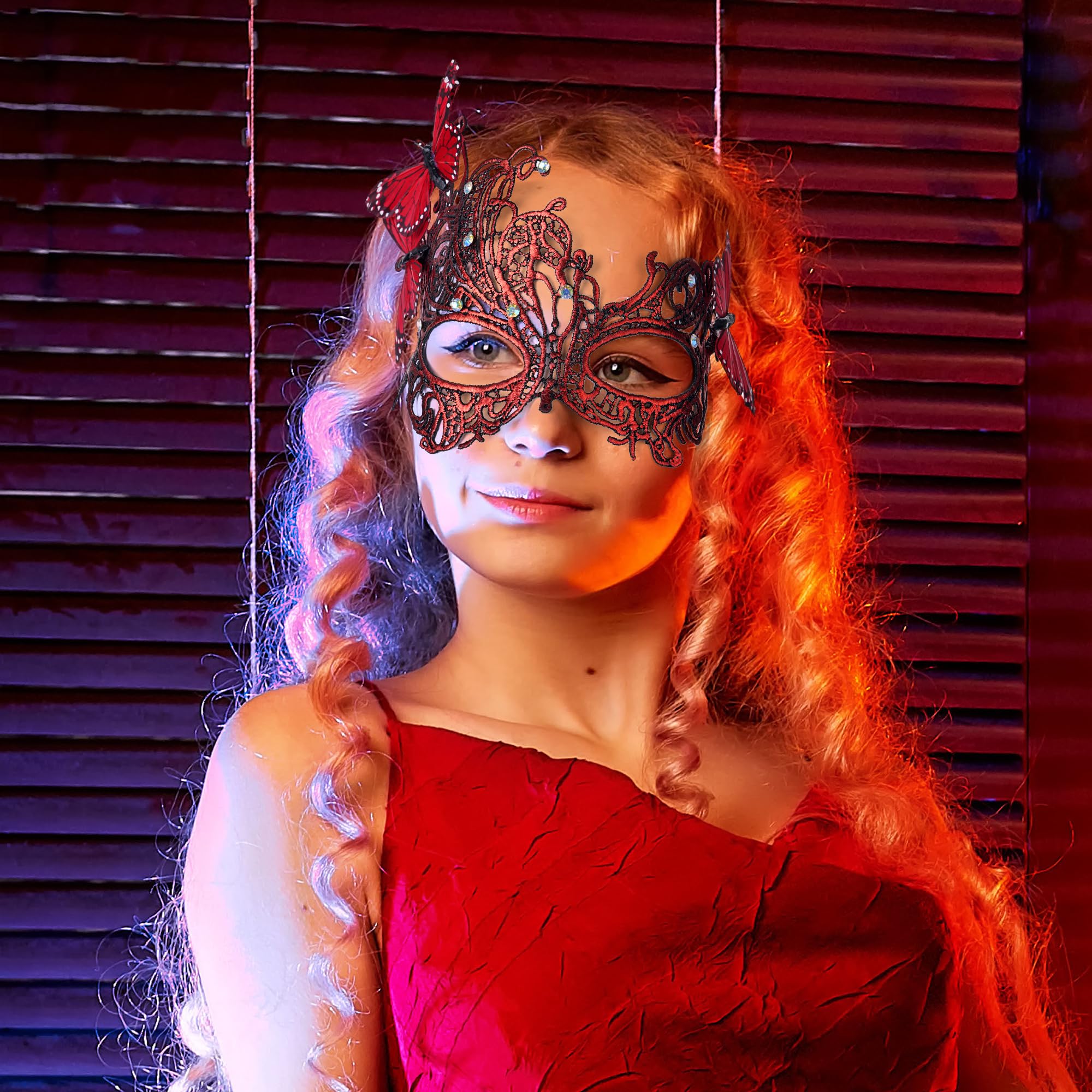 ETOFETE Halloween Butterfly Masquerade Masks for Adult Women Lace Half Face Mask Fancy Dress Cosplay Proms Carnival Accessory Costume - Image 3