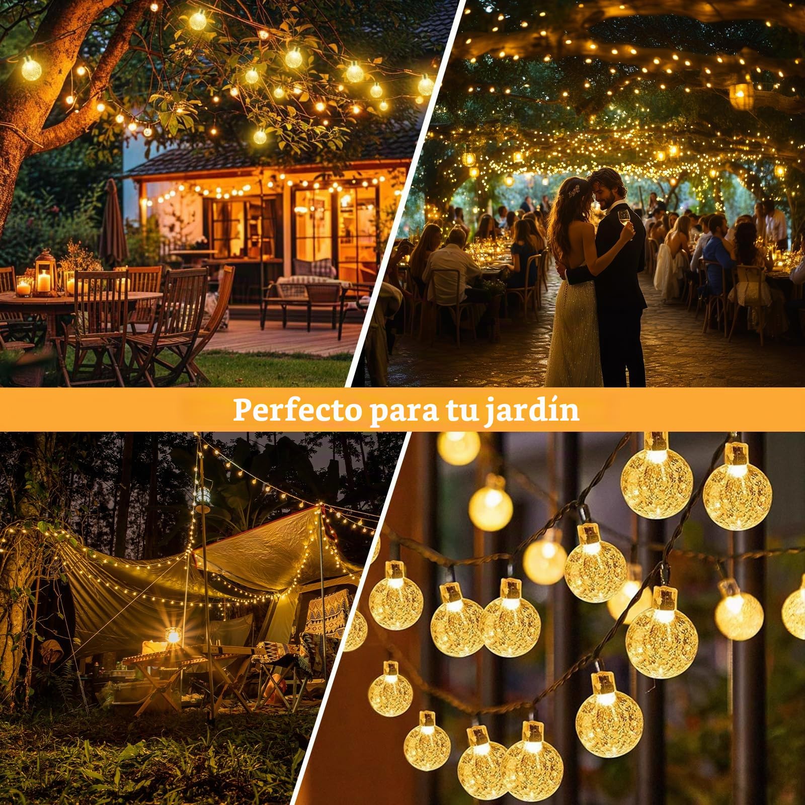 Realky Guirnaldas Luces Exterior Solar, 100 LED 18M Guirnalda Luces Solares con Función de Memoria, 8 Modos IP65 Impermeable Cadena de Luz Solar para Jardín, Patio, Navidad, Fiesta - Blanco Cálido
