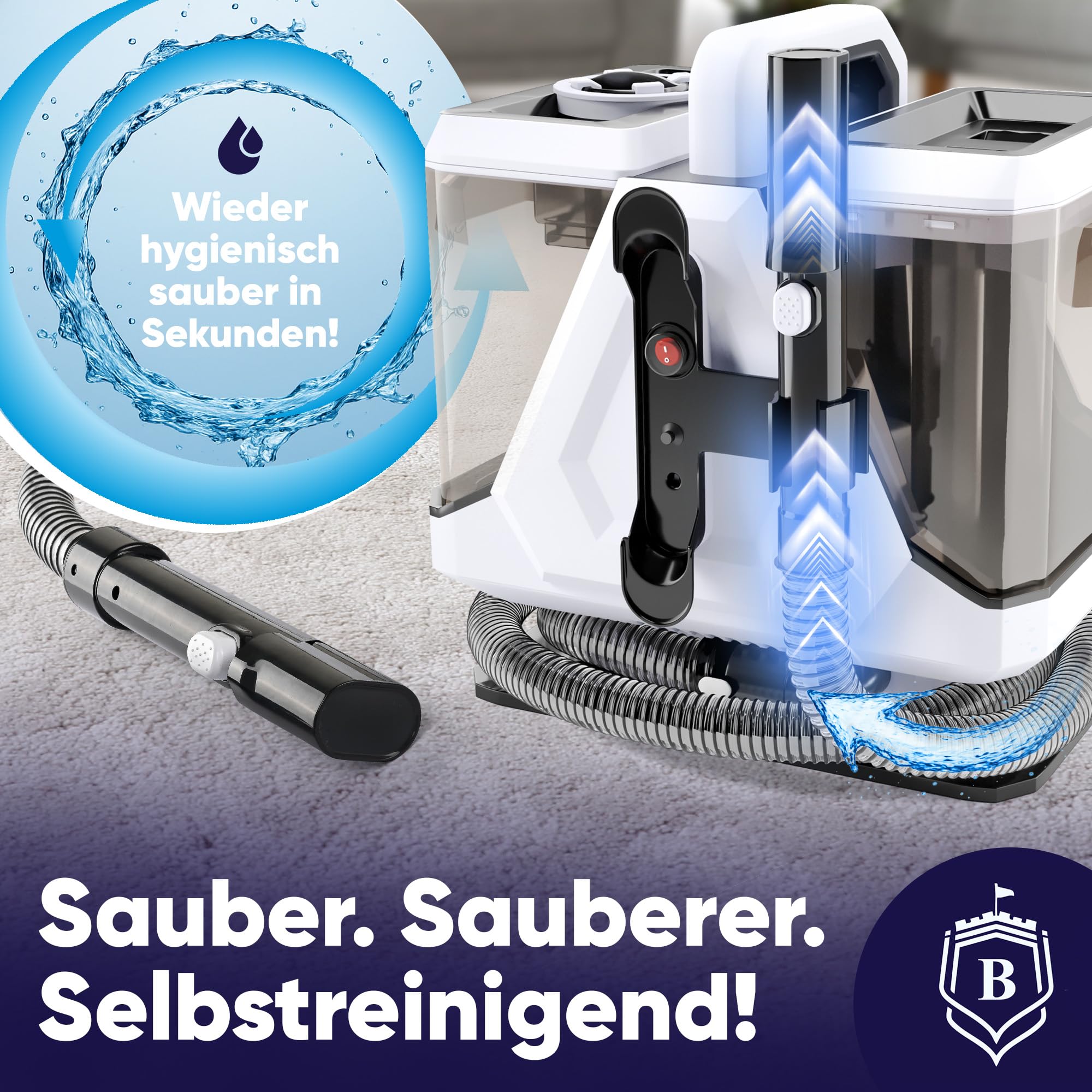 Nasssauger Polsterreiniger Gerät Waschsauger PRO14WS | Nasssauger [550W Profigerät] Auto, Nass Trockensauger | Burgfels Waschsauger PRO14WS Nassauger Teppichreiniger
