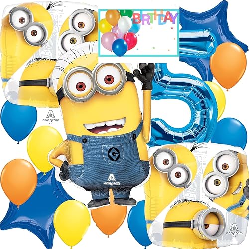 Minions - Suministros de fiesta de cumpleaños para decoración de ramo de globos de aluminio, multicolor, accesorio de fiesta, para cumpleaños 5