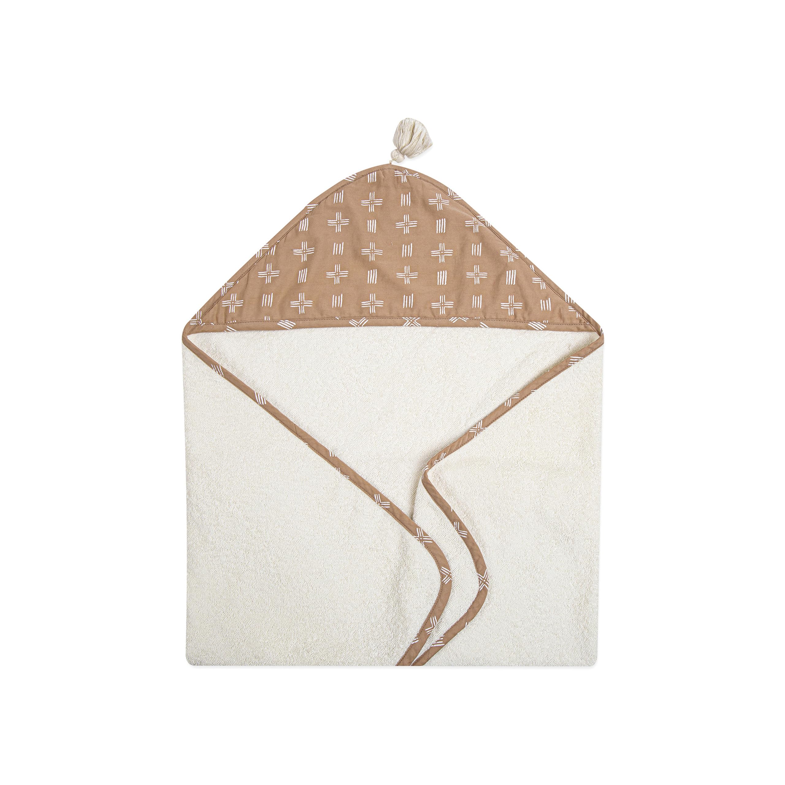 Crane Baby Toalla con Capucha para bebé para niños y niñas, Color Crema y Beige, 76 cm de Ancho x 76 cm de Alto
