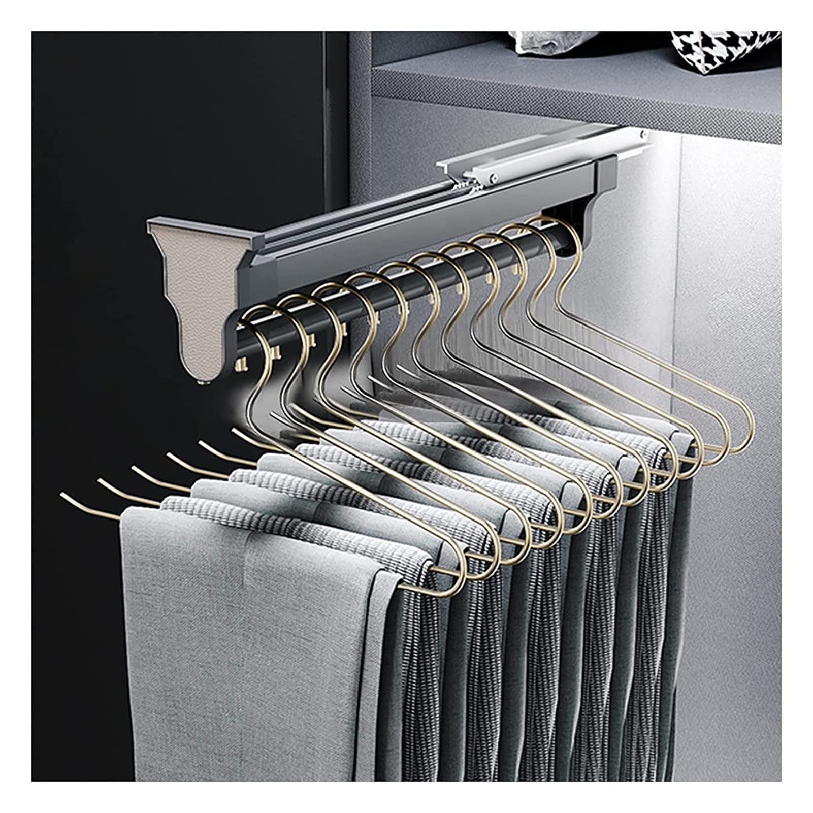 Porte-pantalons extractible et tringle à vêtements réglable Vision pour placard