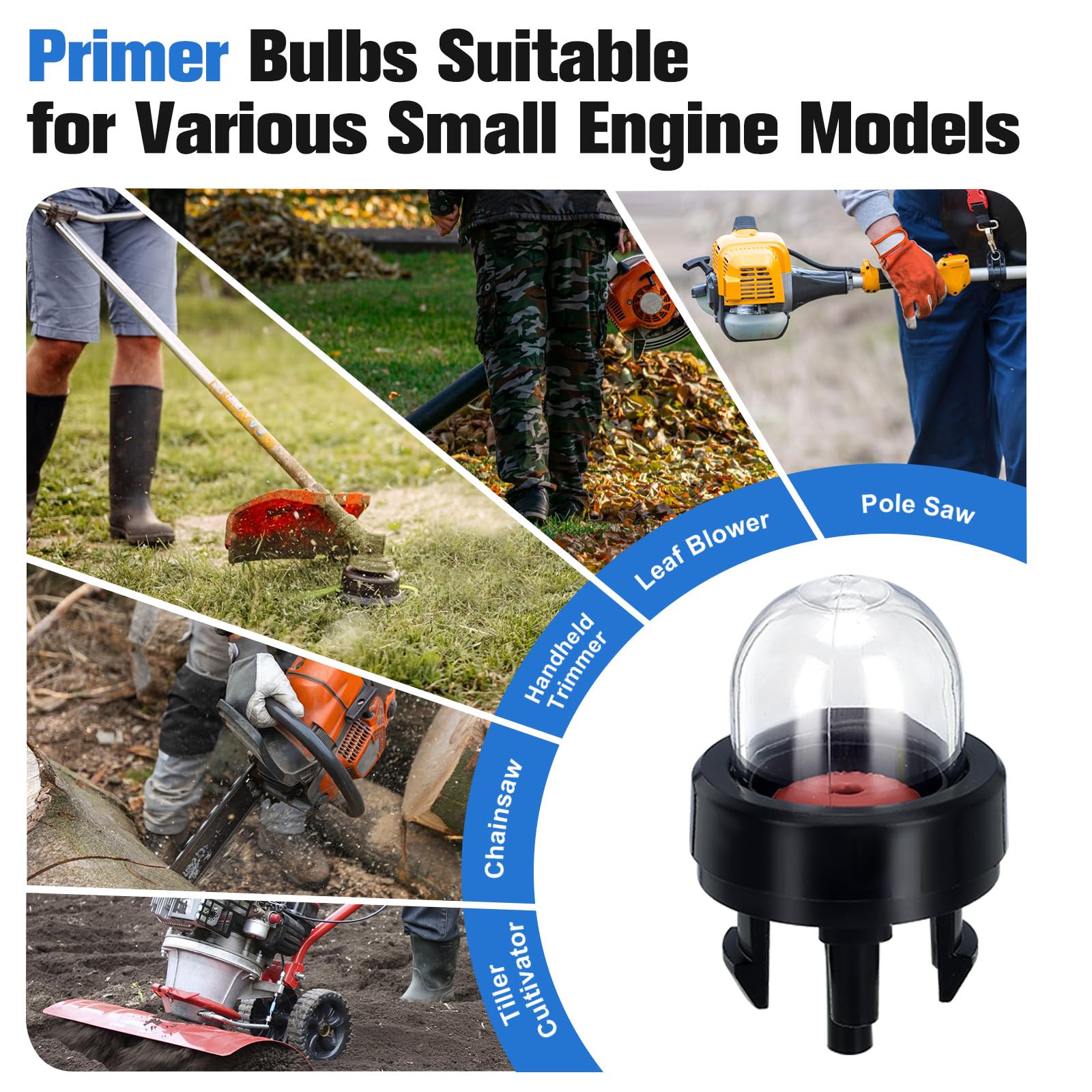 4 Pcs 188-512 Primer Bulbs Compatible with Small Engine Husqvarna Craftsman Homelite Ryobi Poulan Sthil Echo Chainsaw Blower String Trimmer Models 503936601 12318139130 Snap in Primer Bulb - 2