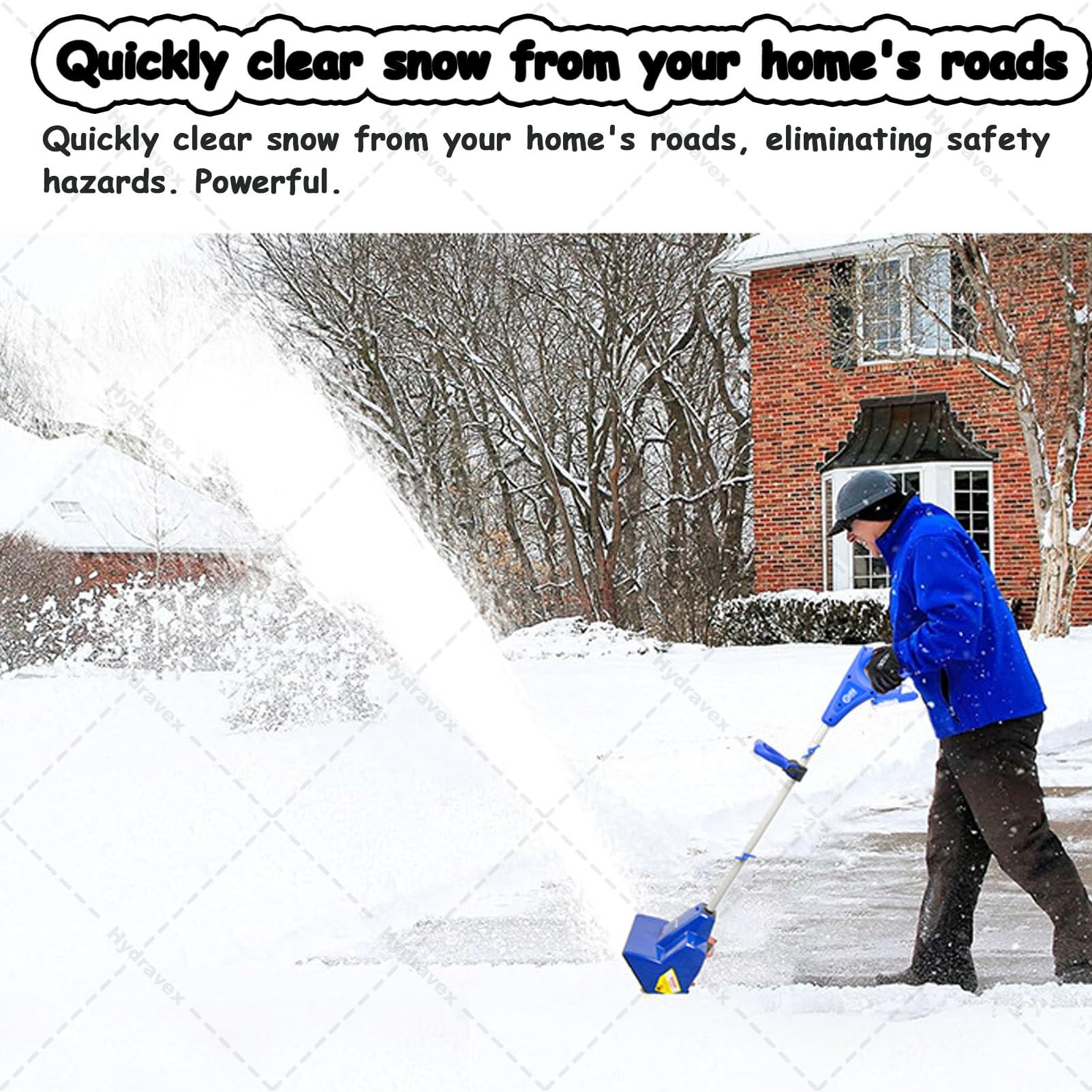Pala da Neve Senza Fili, spazzaneve Elettrico Pieghevole con direzione Regolabile e Asta telescopica, spazzaneve a Batteria per Strade e vialetti scolastici 1Battery