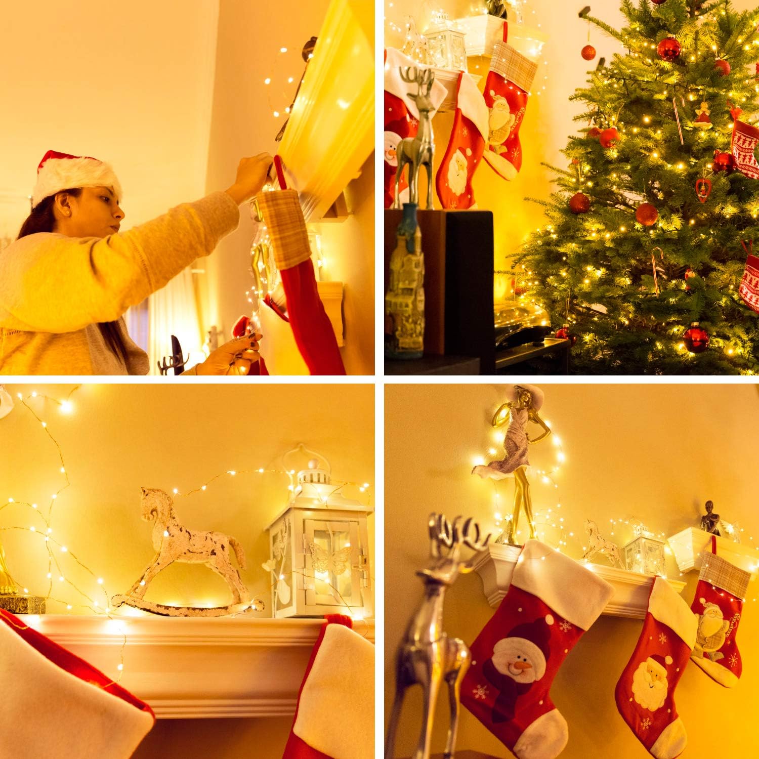 100 LED Battery String Lights With Remote Control (8 modes) Decoration for Living room Bedroom Garden Patio Indoor Outdoor Wedding Party Christmas ,3AA Battery Opearted (Warm White with Controller)