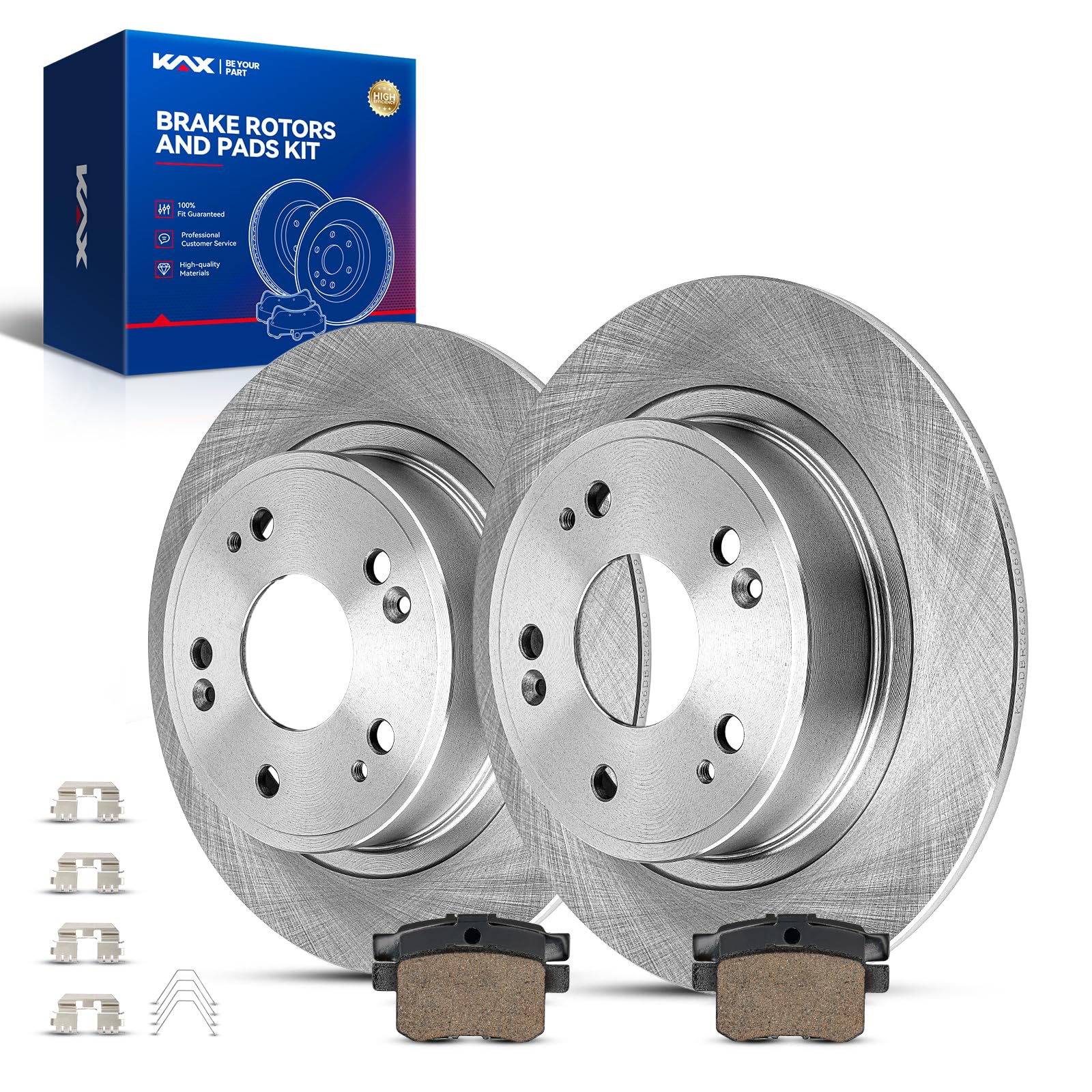 KAX Rear Brake Kit, OE Brake Rotors and Ceramic Brake Pads | Fits Honda Accord 2008-2017, Acura TSX 2009-2014, Automotive Replacement Brake Kit