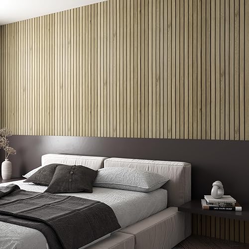 Miniatura 4 de Decotalk Papel tapiz de listones de madera de 17.7 x 200 pulgadas, papel tapiz de pared de listones de madera extraíble, papel de contacto de