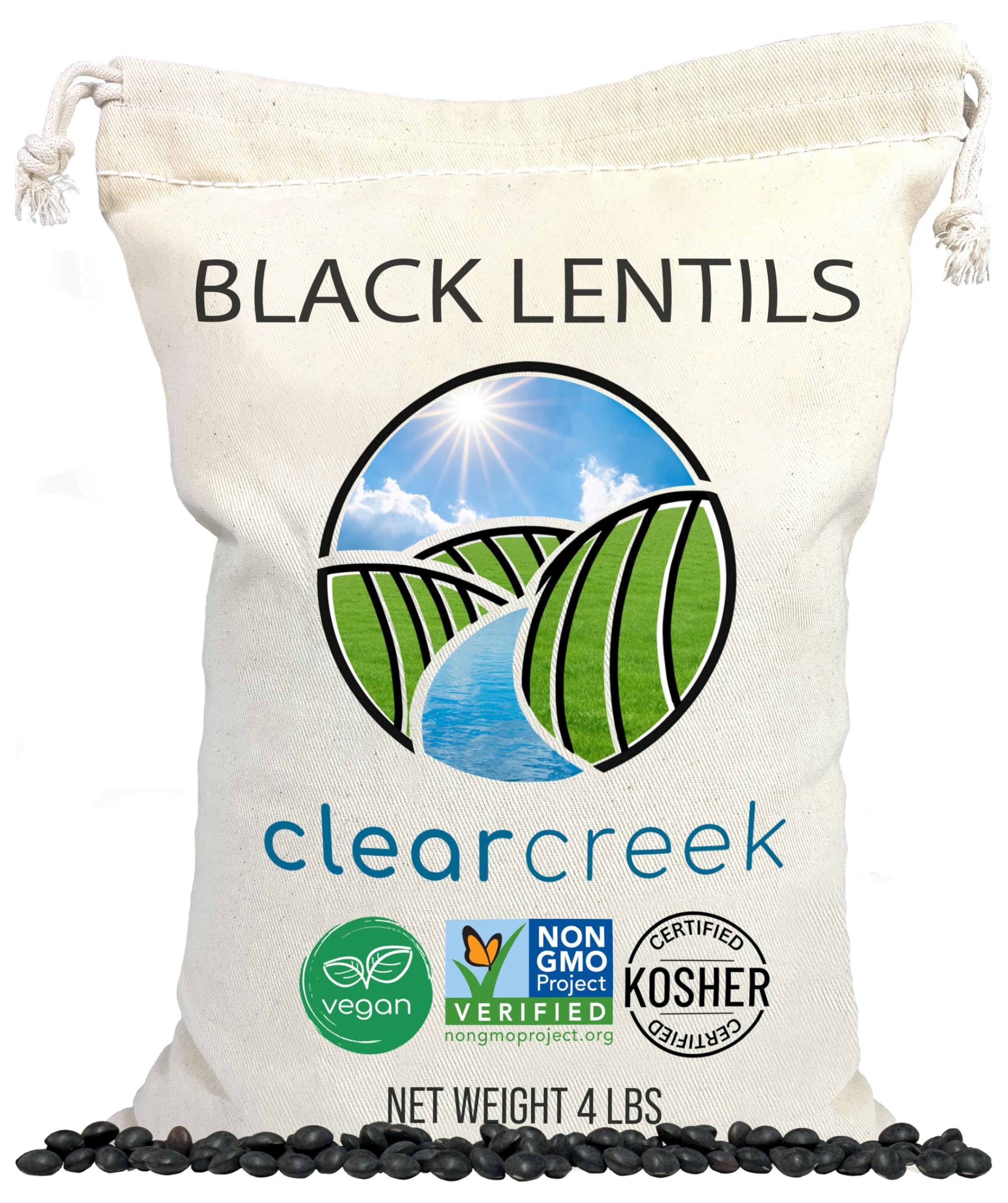 Black Lentils | Caviar or Beluga Lentils | 4 lbs | Non-GMO | Kosher | Vegan | Non-Irradiated