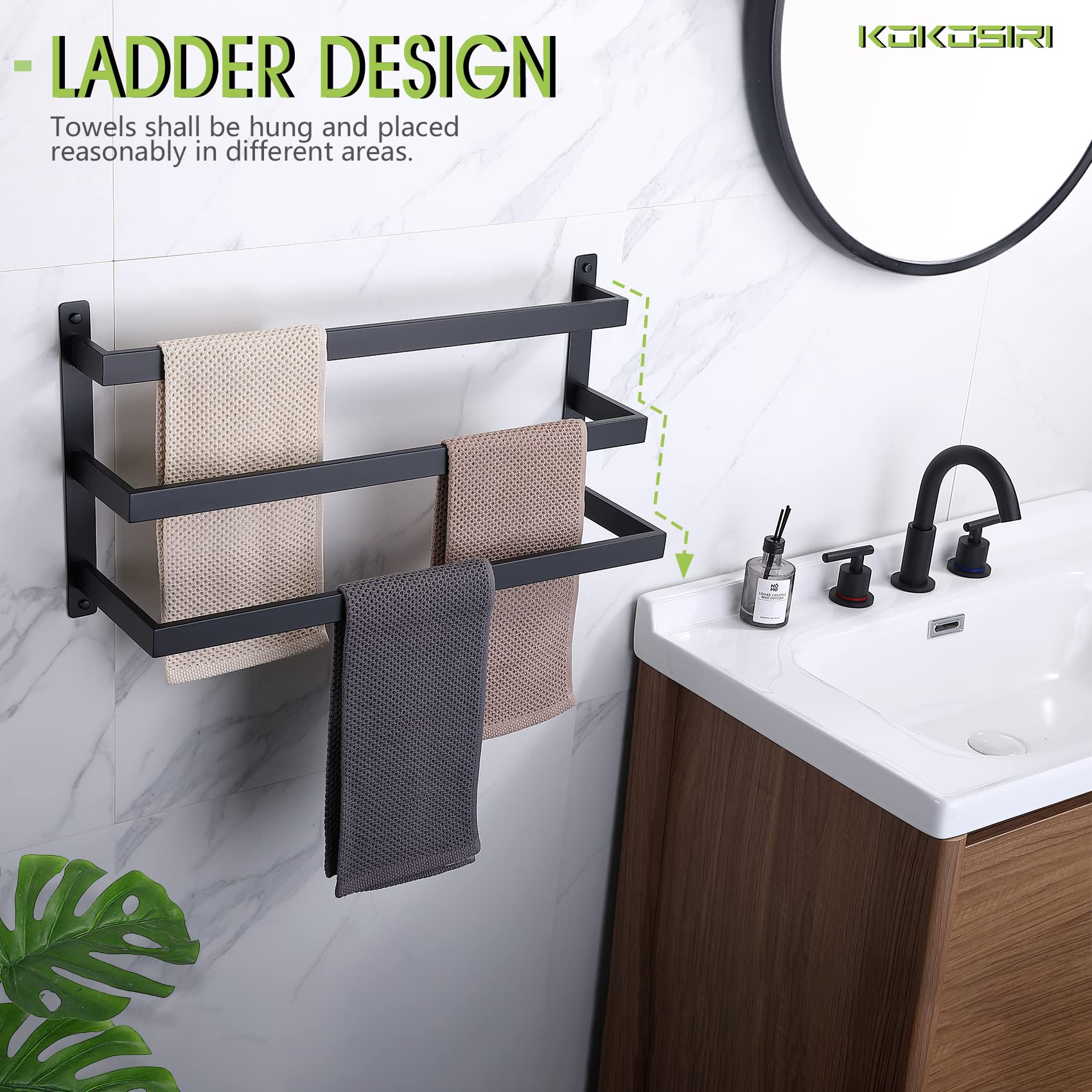 Toallero De Pared Blanco - Toallero De Pared Para El Baño, Sin Taladrar Doble 50cm Organizacion Y Elegancia 91427272