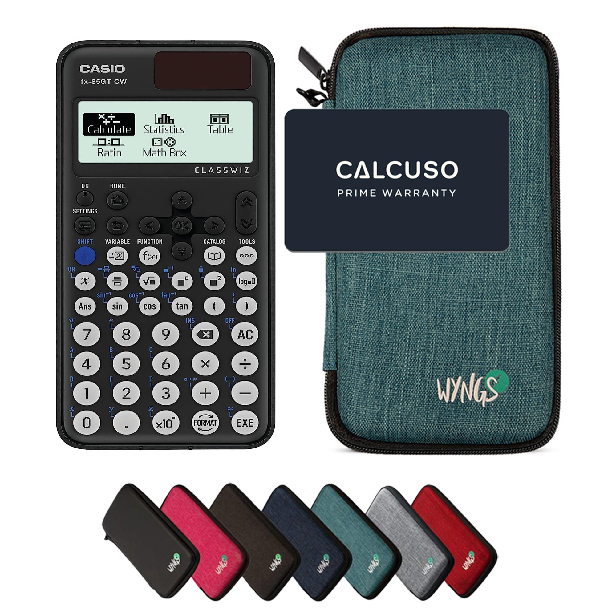 Casio fx-85GT CW including a WYNGS protective case in Turquoise - Basic Set