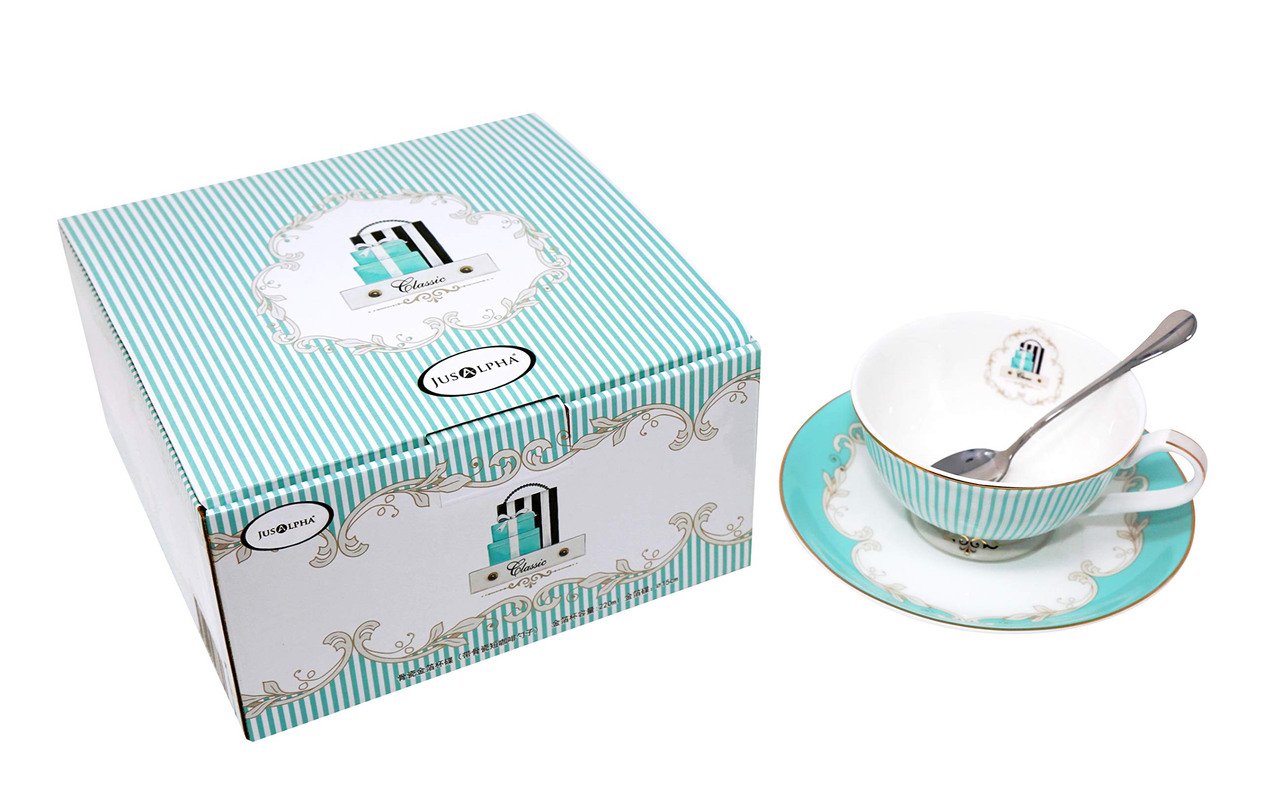 Amazon.com: Jusalpha® Vintage Blue Bone China Teacup Coffee