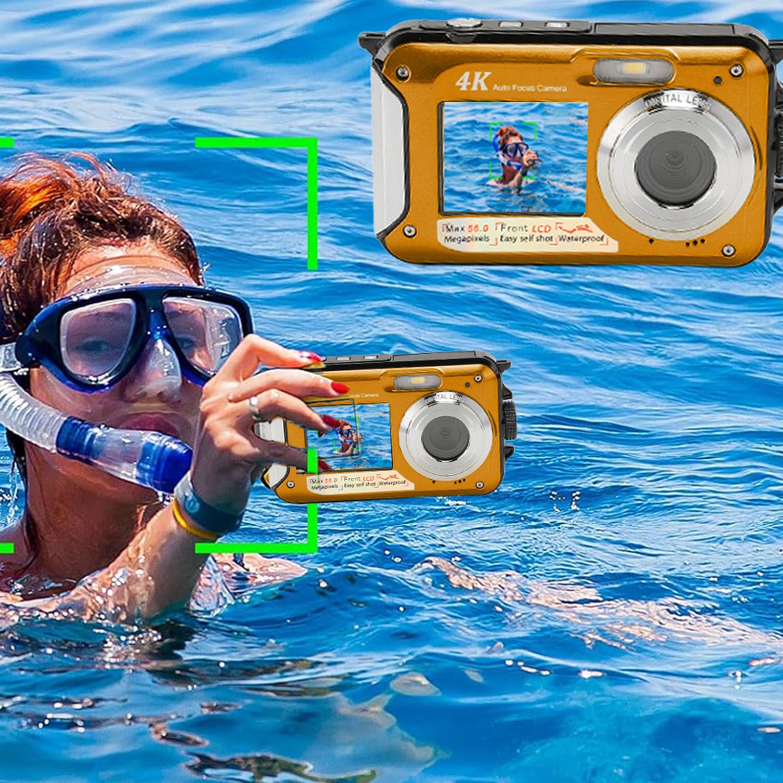 Upgraded 8K 70MP Underwater Camera With 32G Card, 33FT Waterproof