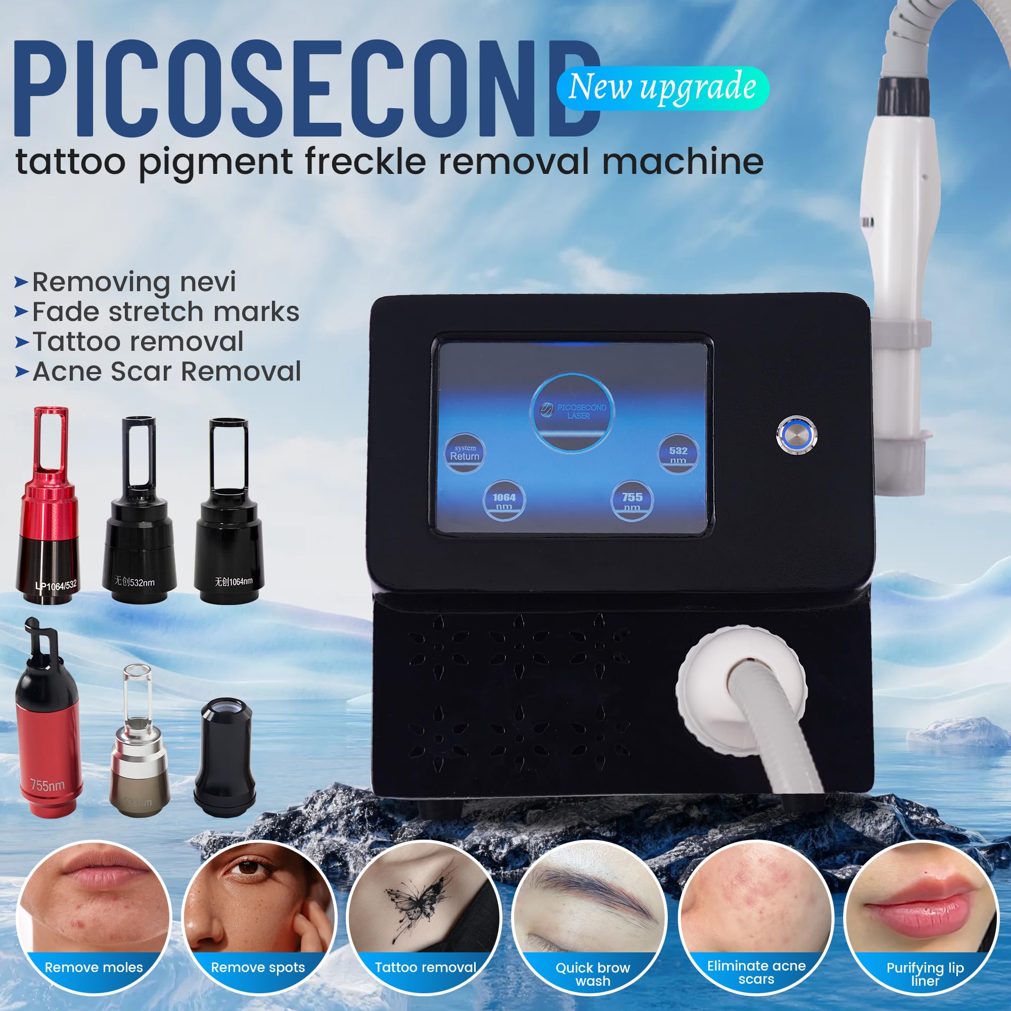 Picolaser Professionale 3 Lunghezze d'Onda per Tatuaggi e Macchie