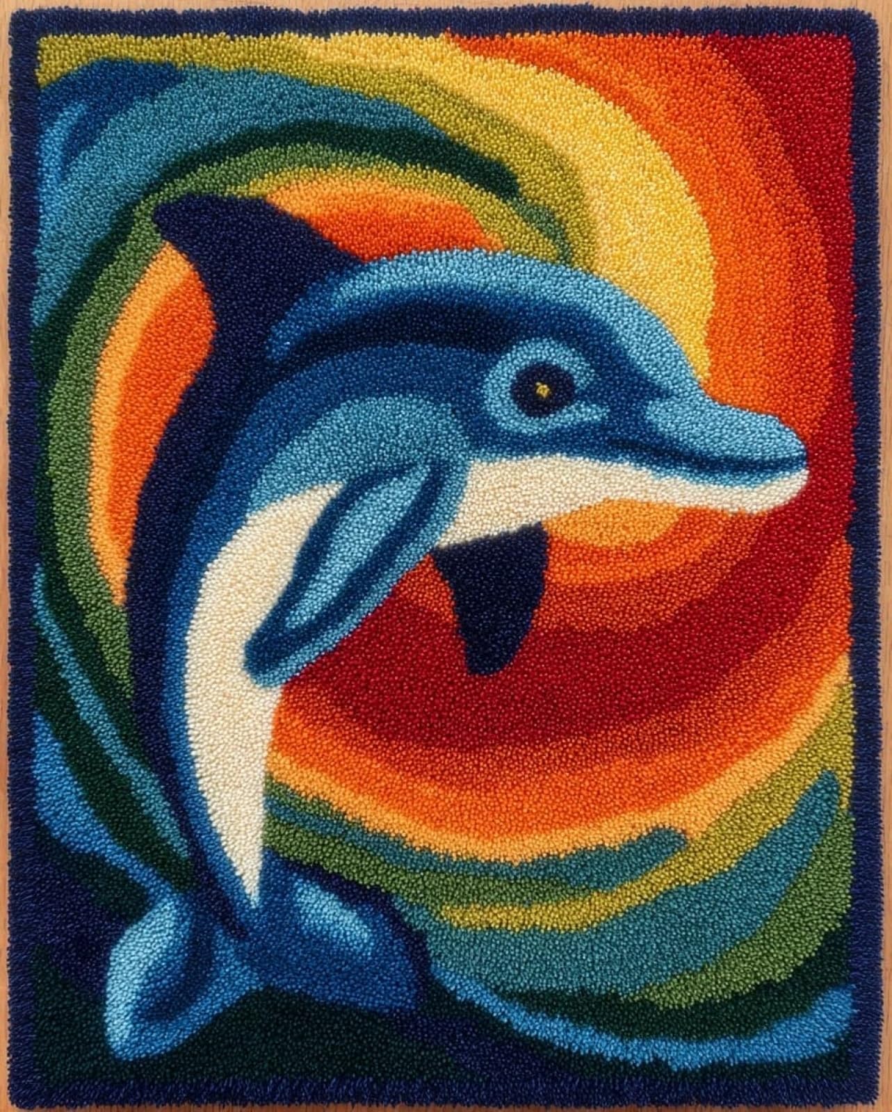 Wallphantom Latch Hook Kits for Adults Rug,Cartoon Dolphin