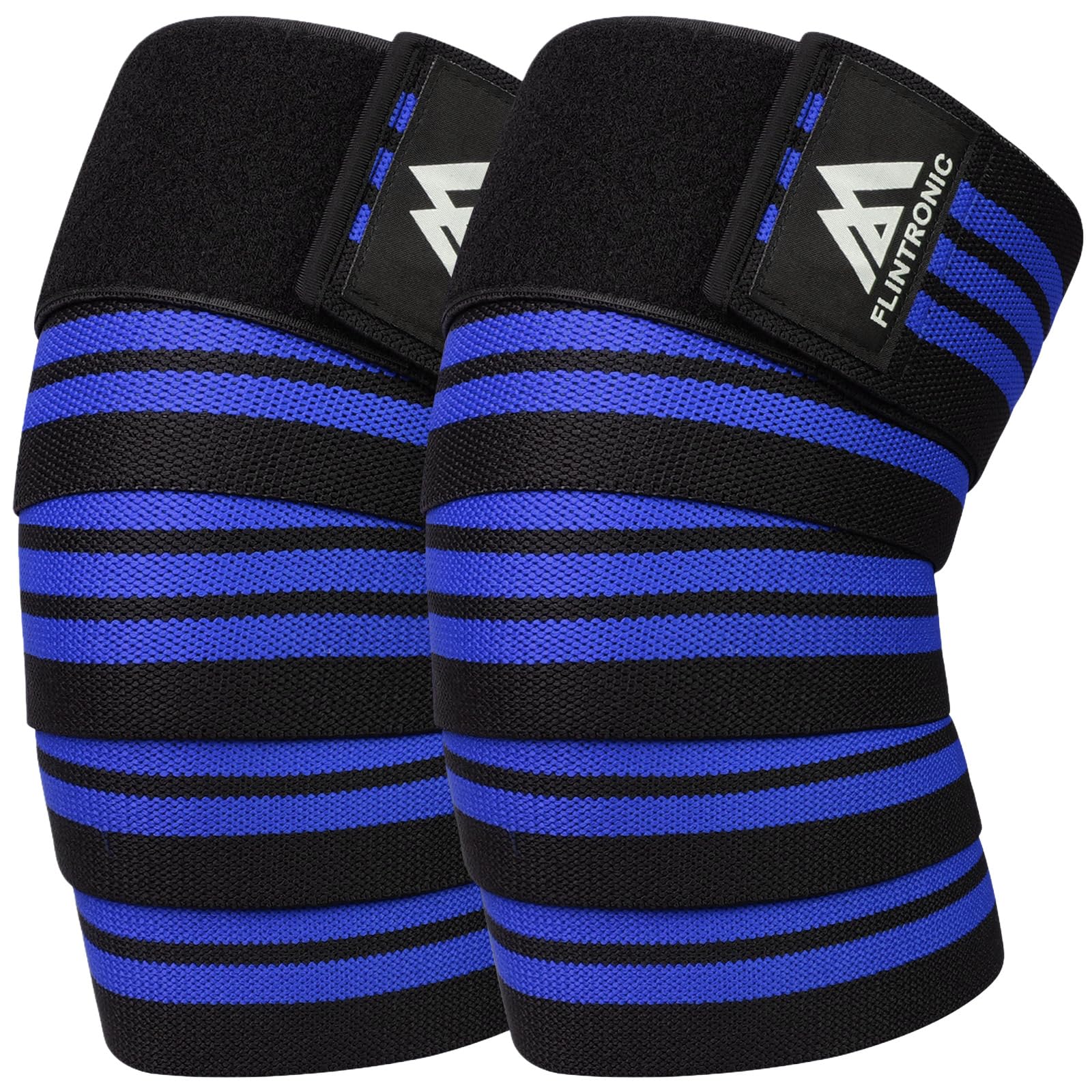 flintronic Knee Wraps for Weightlifting, 1 Pair Heavy Duty Elasticated Knee Support, Squatting Knee Support for Gym Workout, Powerlifting, Fitness, Leg Press, Bodybuilding, Men Women Training，Blue
