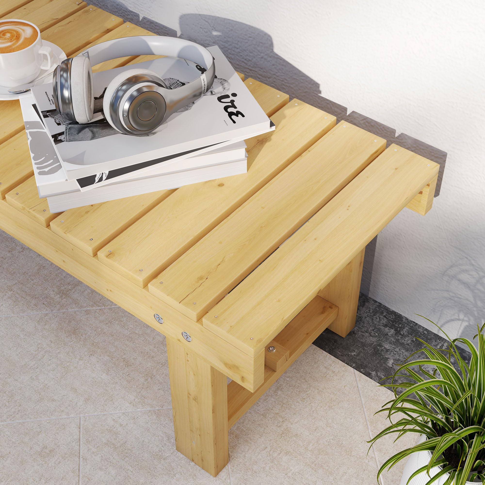 Outsunny Banc de Jardin Bois 2 Places Style Rural Chic110 x38 x35 cm | Assise à Lattes, Sapin pré-huilé