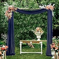 Vista 4 de FUHSY Wedding Arch Draping Fabric Navy Blue Arch Drapes 20FT 1 Panel Sheer Wedding Arch Backdrop Curtains for Parties Outdoor Chiffon Drapery Fabric