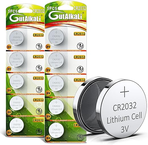 GutAlkaLi 10 Pack CR2032 Batteries - CR2032 3V Battery - CR 2032, 3 Volt Coin Battery