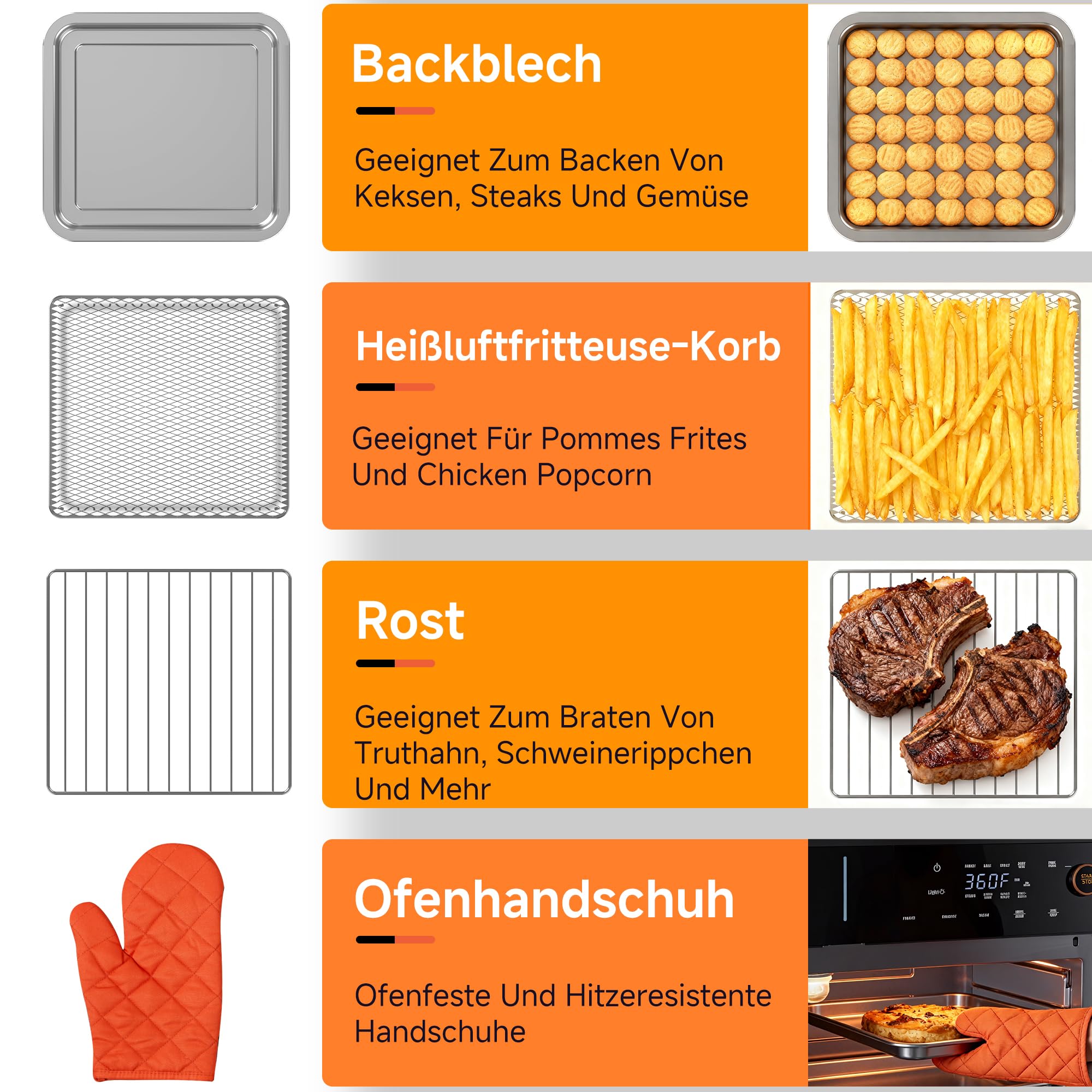 OUNIN 18-Liter-Multifunktions-Minibackofen, 2-Zonen-Garen, mit 360°-Heißluftumwälzung, Voreinstellungen per Knopfdruck, 1800 W, Geeignet für Heißluftfrittieren, Backen, Grillen und Sous-Vide-Garen - 3