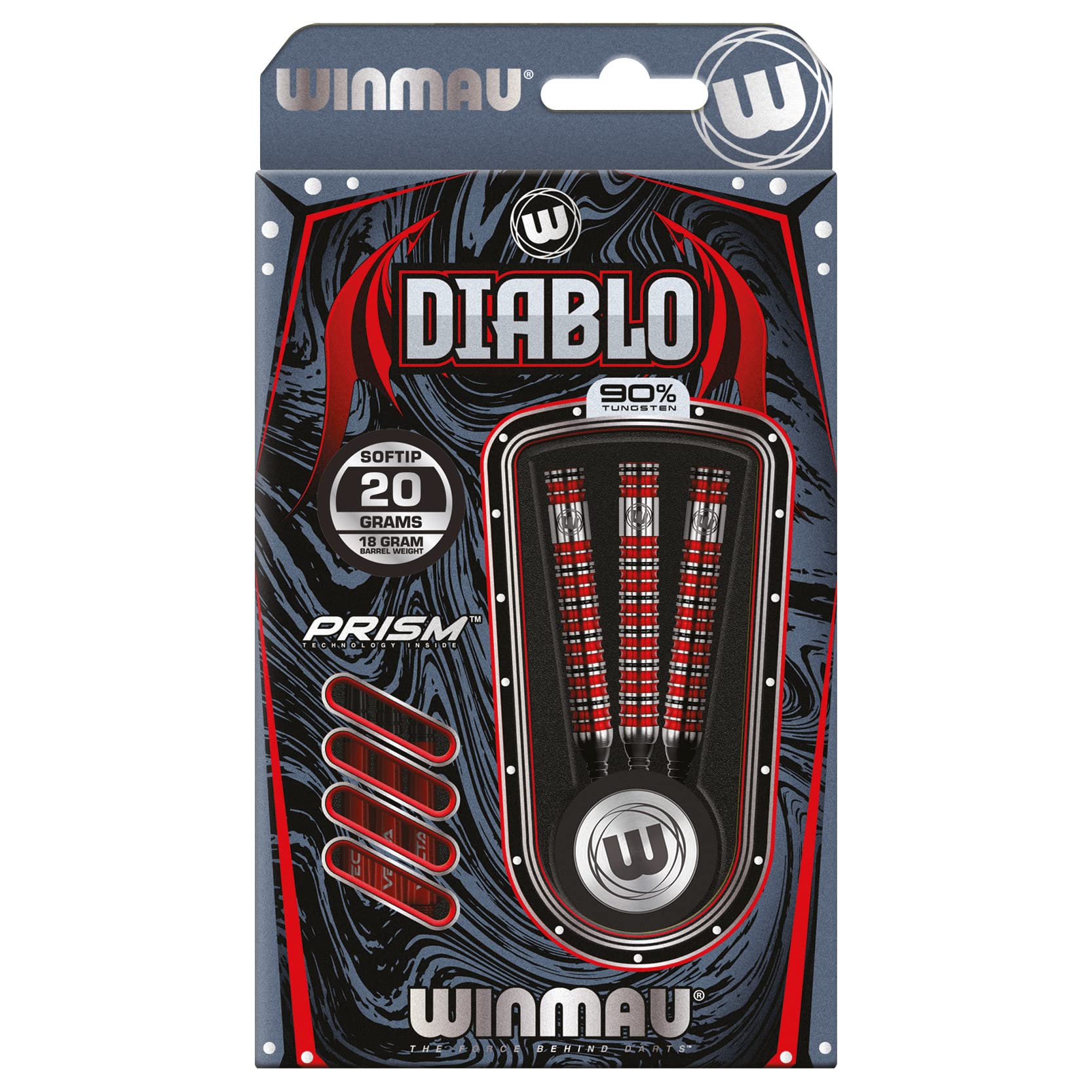 WINMAU Diablo 20 Gramo Profesional Punta Blanda Tungsteno Dardos con Vuelos y Tallos (Ejes)