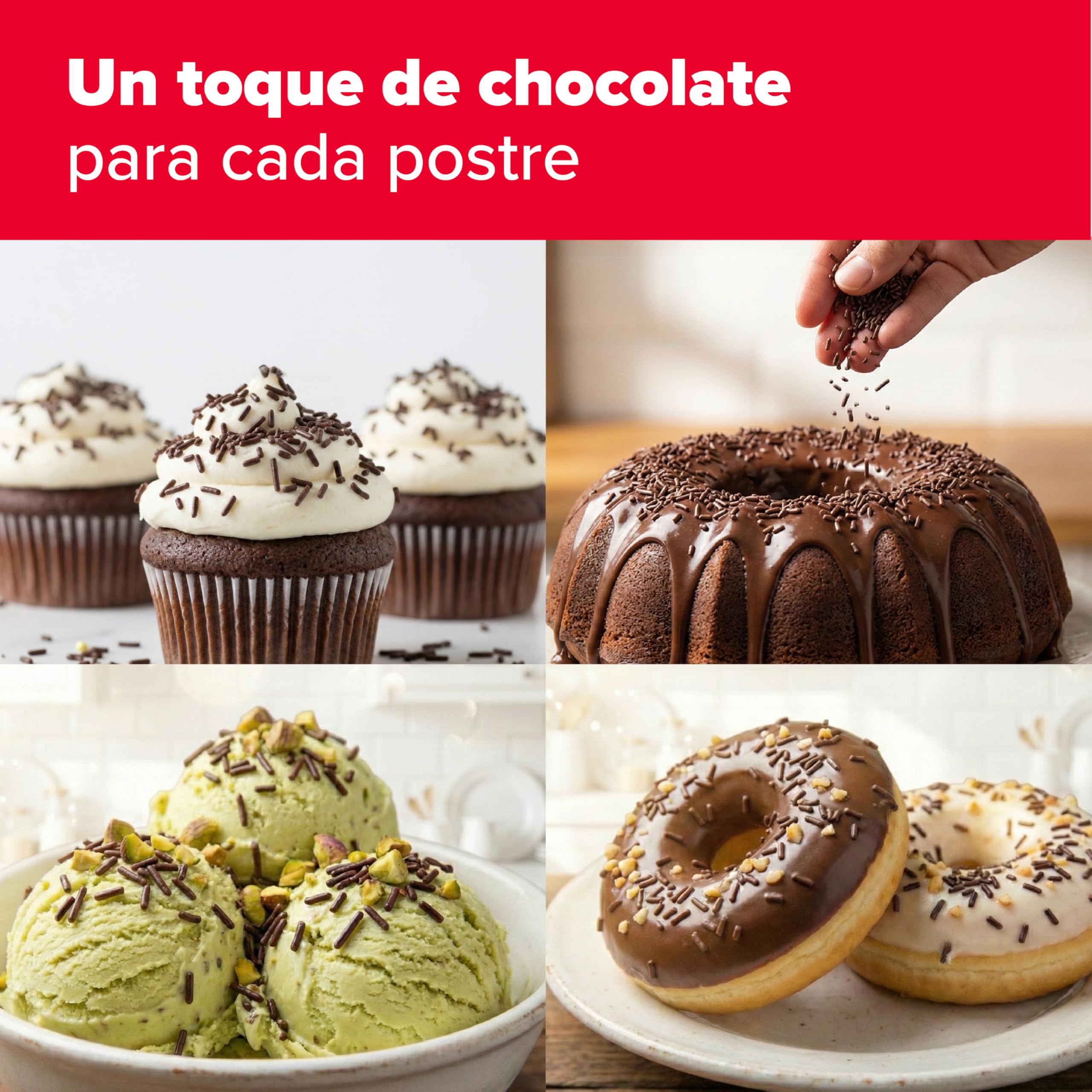 Dekora Fideos de Chocolate 100 g – Topping sin gluten Decoración comestible Tartas Postres Cupcakes Sprinkles Cacao Repostería Creativa