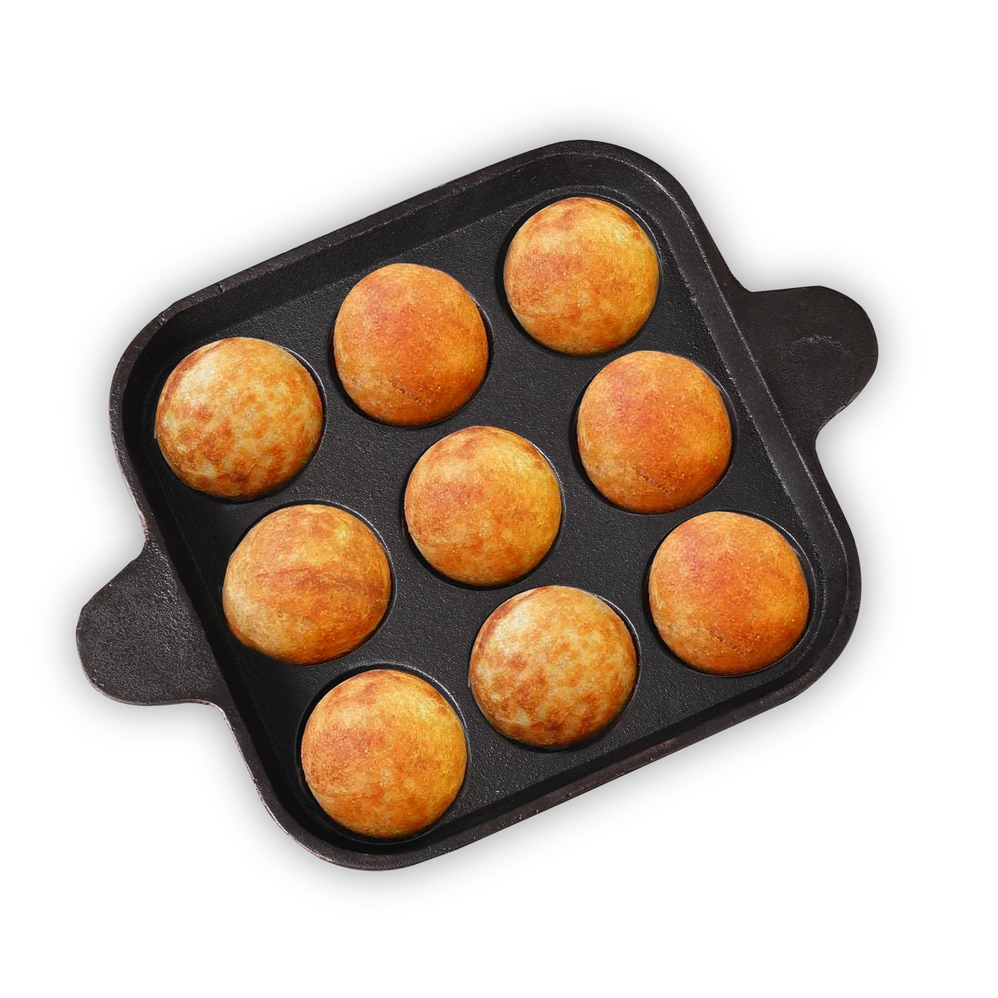 The Indus Valley Pre-Seasoned Cast Iron Square Paniyaram Pan | 9pit, 24cm/9.4inch, 1.3kg | Naturally Nonstick Appe/Paddu Pan, 100% Pure & Toxin-Free, No Chemical Coating, Black-picture-22