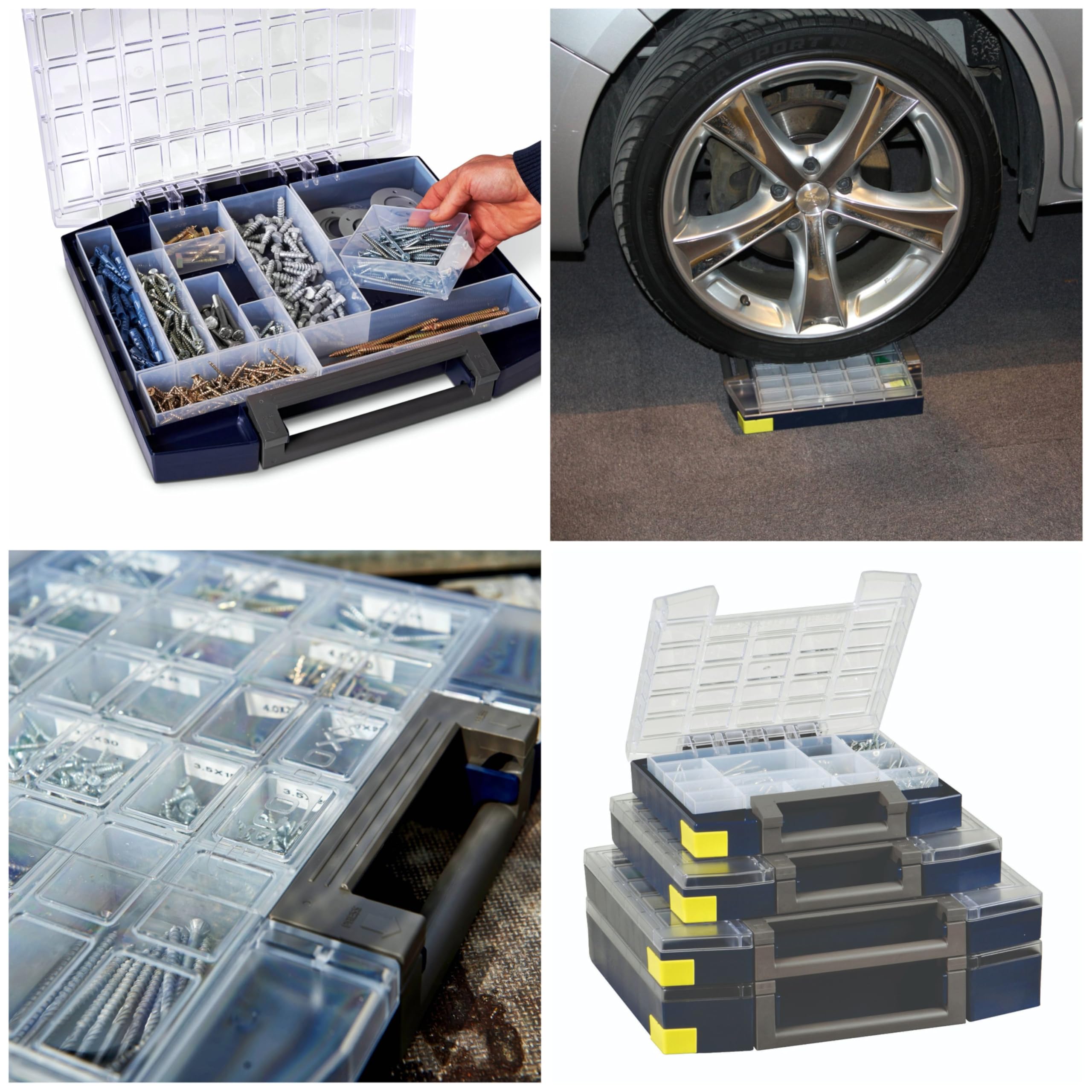 raaco Boxxser 55 5x5-15: Caja Organizadora de Tornillos Premium para Taller con 15 Compartimentos, Almacenaje Seguro, Portátil, 28,4 x 29,8 x 5,5 cm, Caja de Herramientas