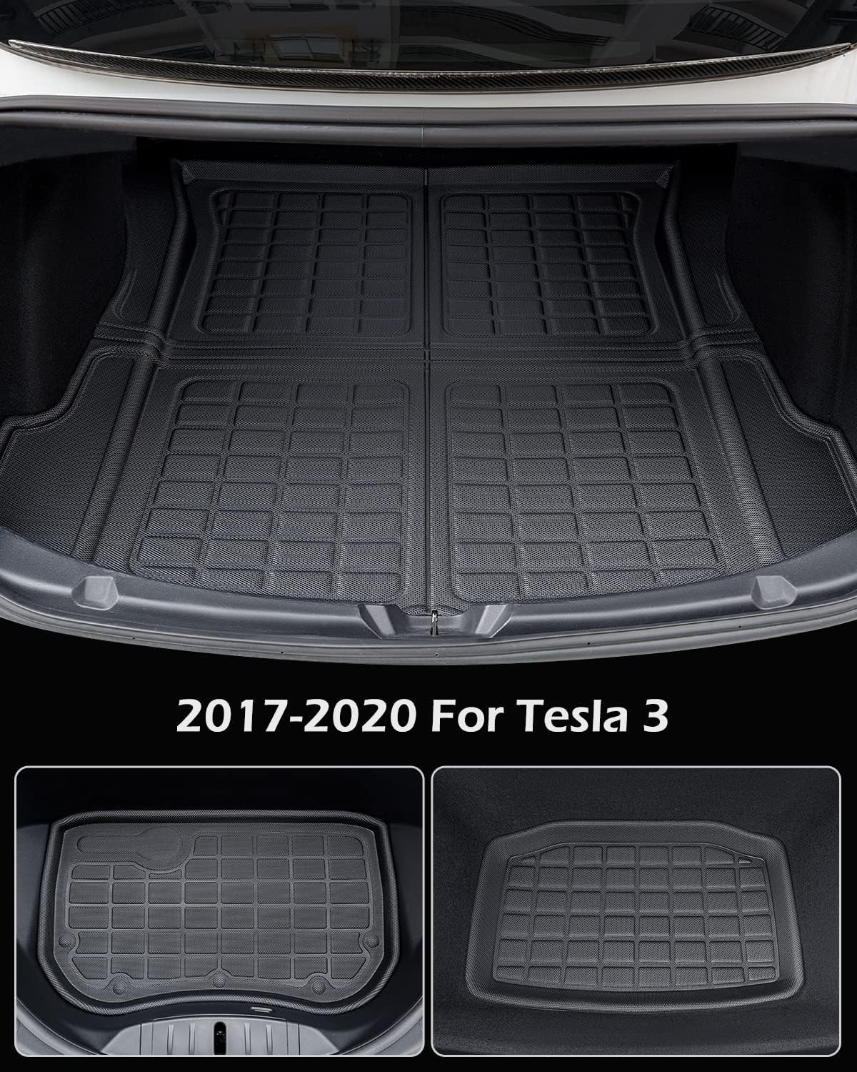 TAPTES for Tesla Model 3 Floor Mats 2020 2019 2018 2017, 6 PCS All Weather Floor Mats Trunk Rear Cargo Liners for Model 3 Accessories 2017-2020 (Before June 2020) - Image 7