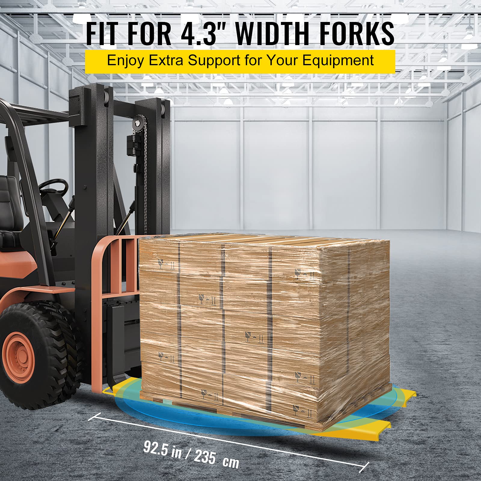 VEVOR Prolunga Forca Pallet per Carrello Elevatore 96 x 5 Pollici, Estensione Forca Pallet per Trattore e Sollevamento, Forcella per Pallet Adatto Macchina nell'Industria, Settore della Costruzione