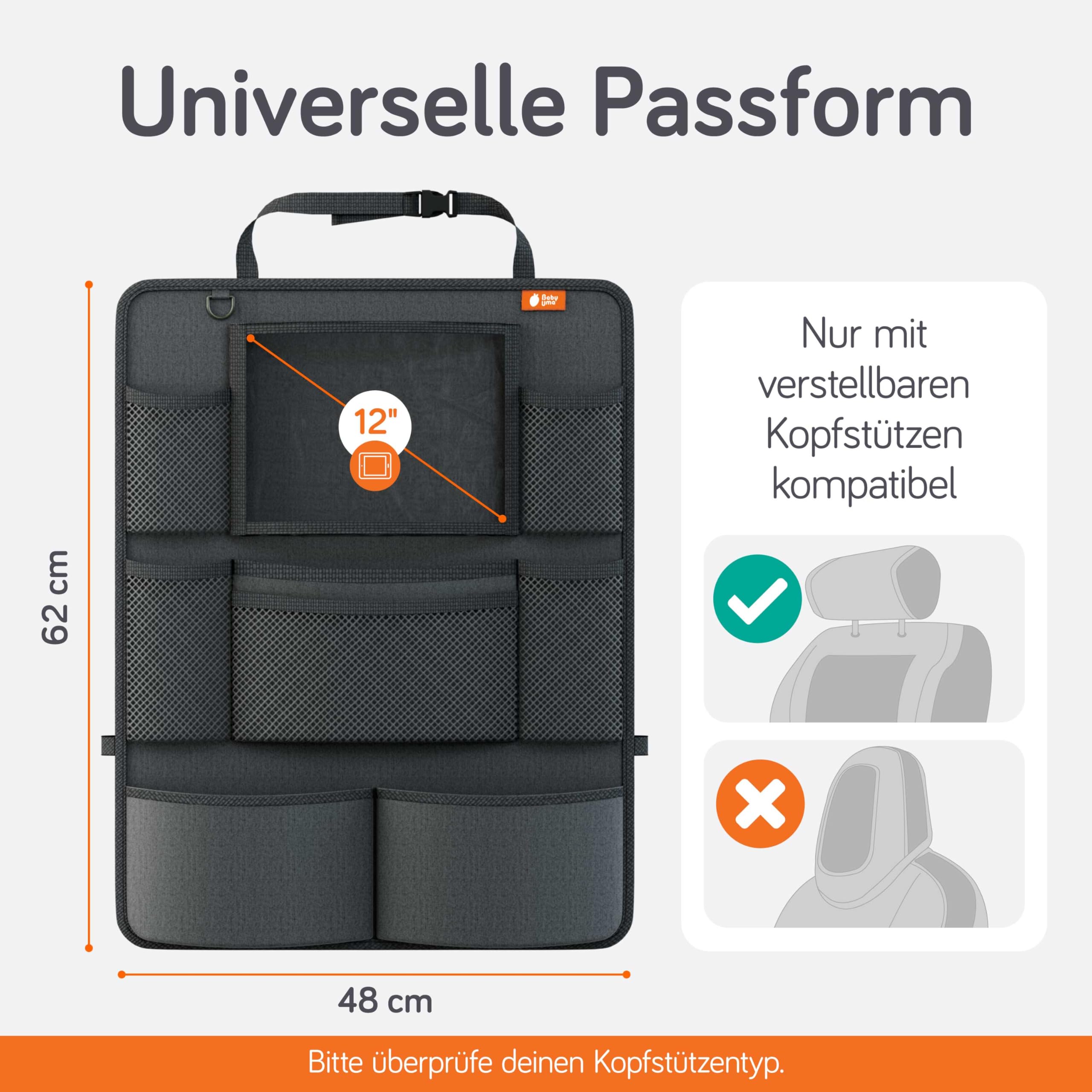 Auto Ruecksitz Organizer Kinder 2er Set | Rueckenlehnen Organizer mit Tablethalter & Taschen | Autositz Organizer Ruecksitz | Kinder Organizer Auto | Rueckenlehnenschutz | Auto Sitz Organisation - 4