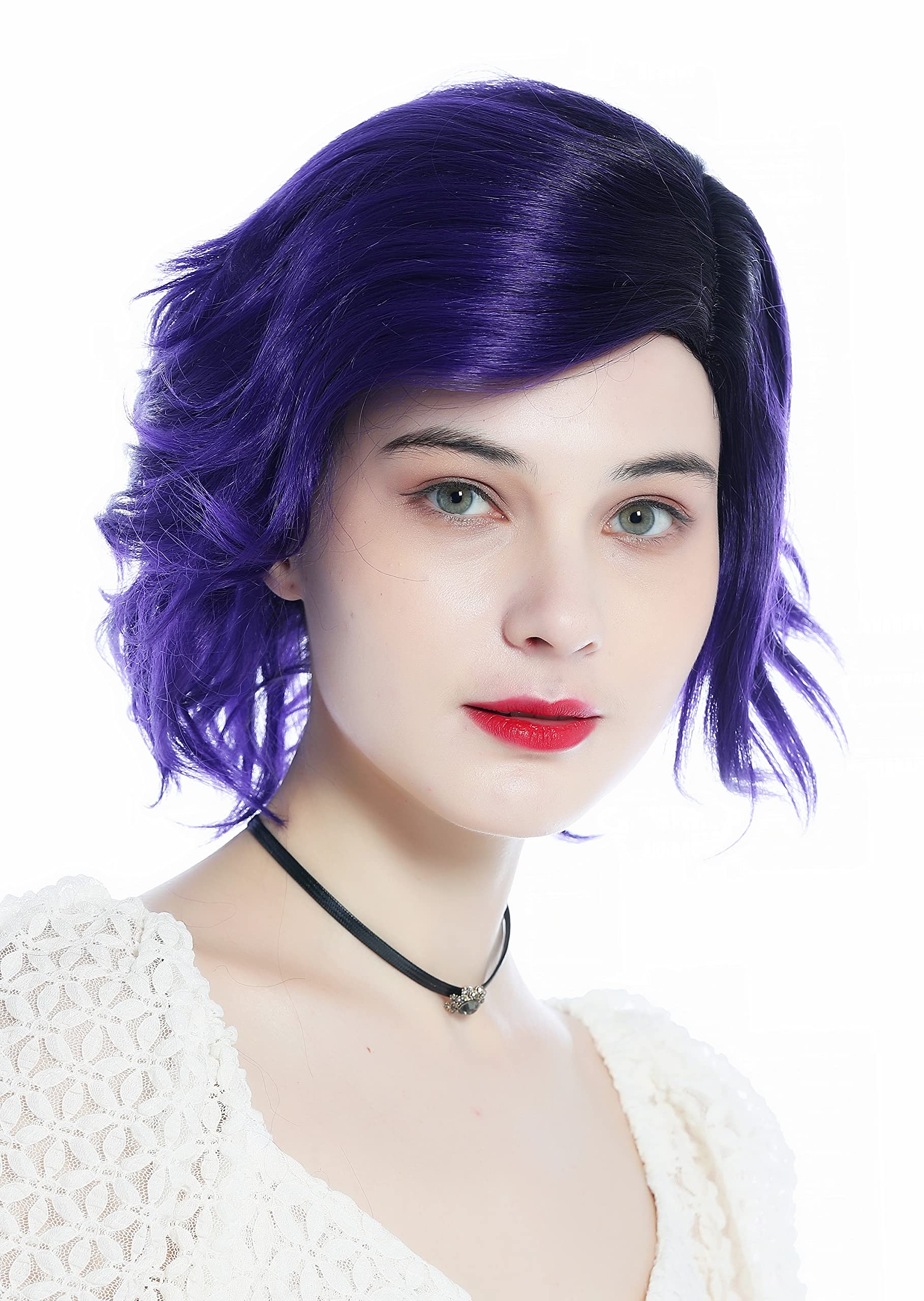 WIG ME UP - DW3334 Ladies' wig short wild wavy parting parted ombre black purple, ombre black purple (DEEPVIOLETS1B) - Image 3