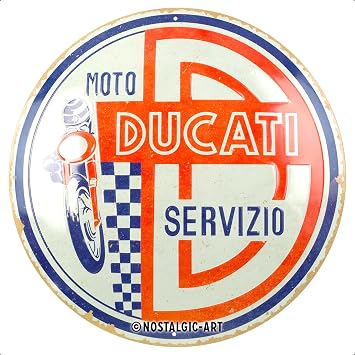 Nostalgic-Art Retro tin sign, 13.7", Ducati Moto Servizio Gift idea for bikers, Official License Product OLP, made of metal, vintage design